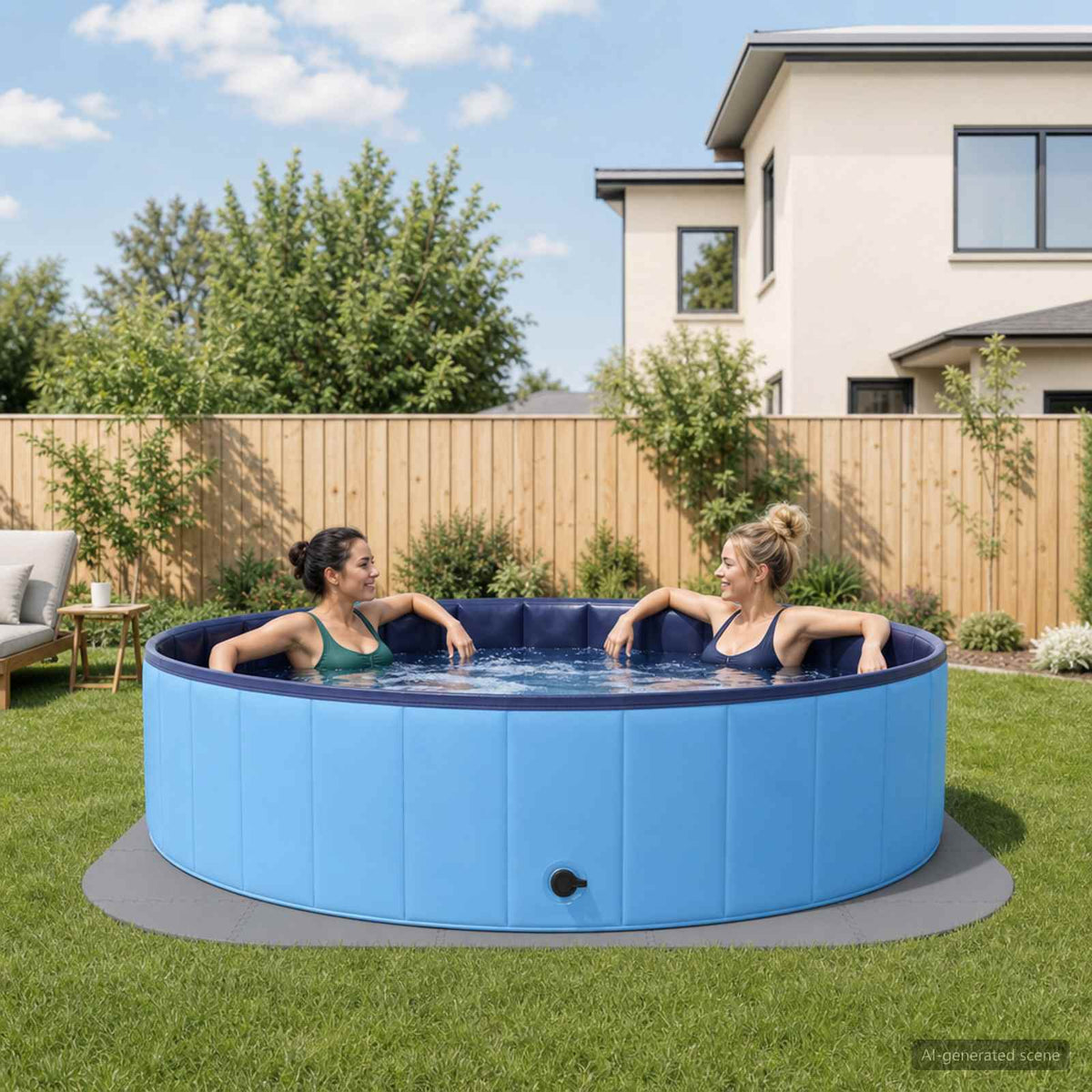 Pool grundmatta 25 st Ø 292 cm Rund EVA-skum Grå