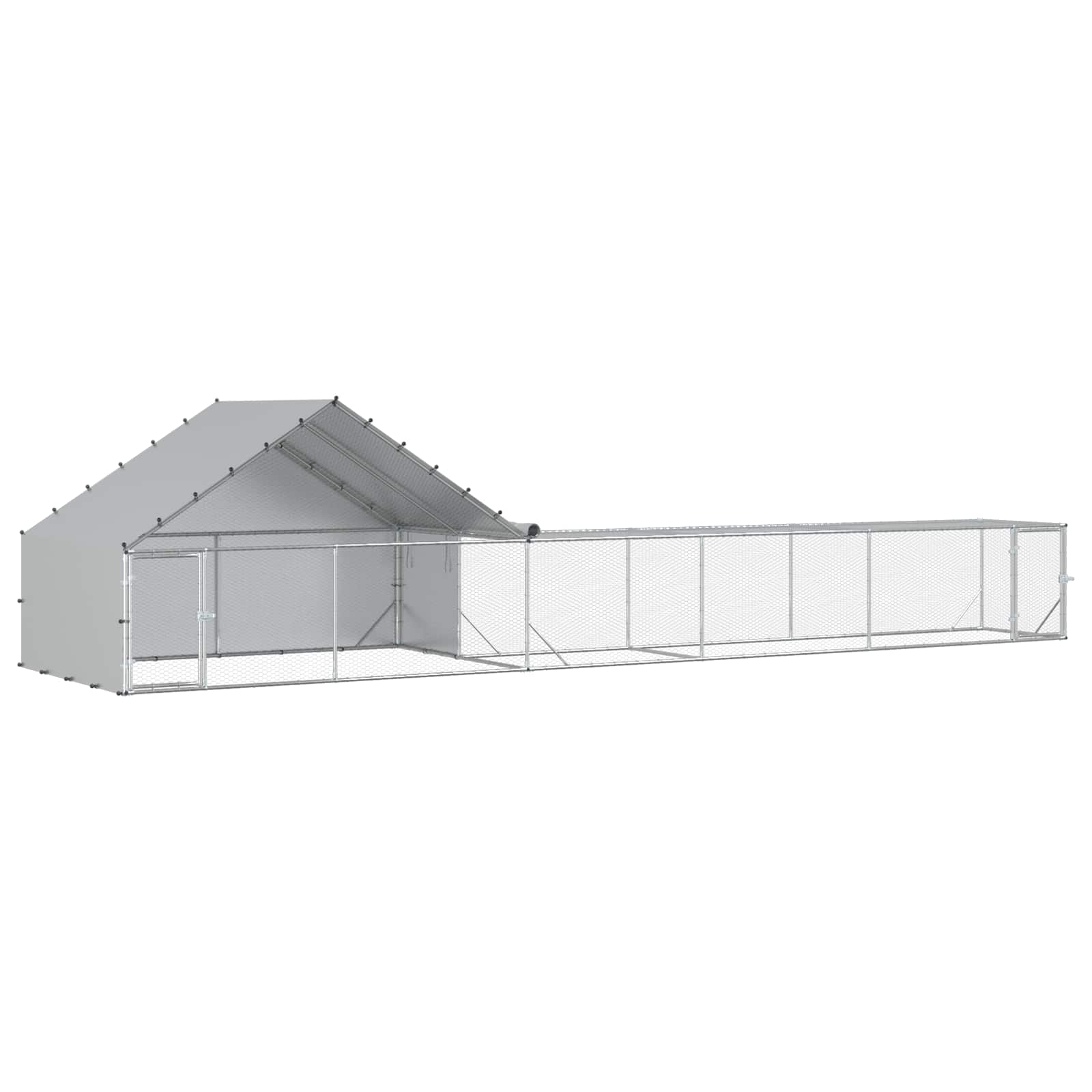 Kylling Coop med tak och gård 2 st Silver 8 x 2 x 1,9 m