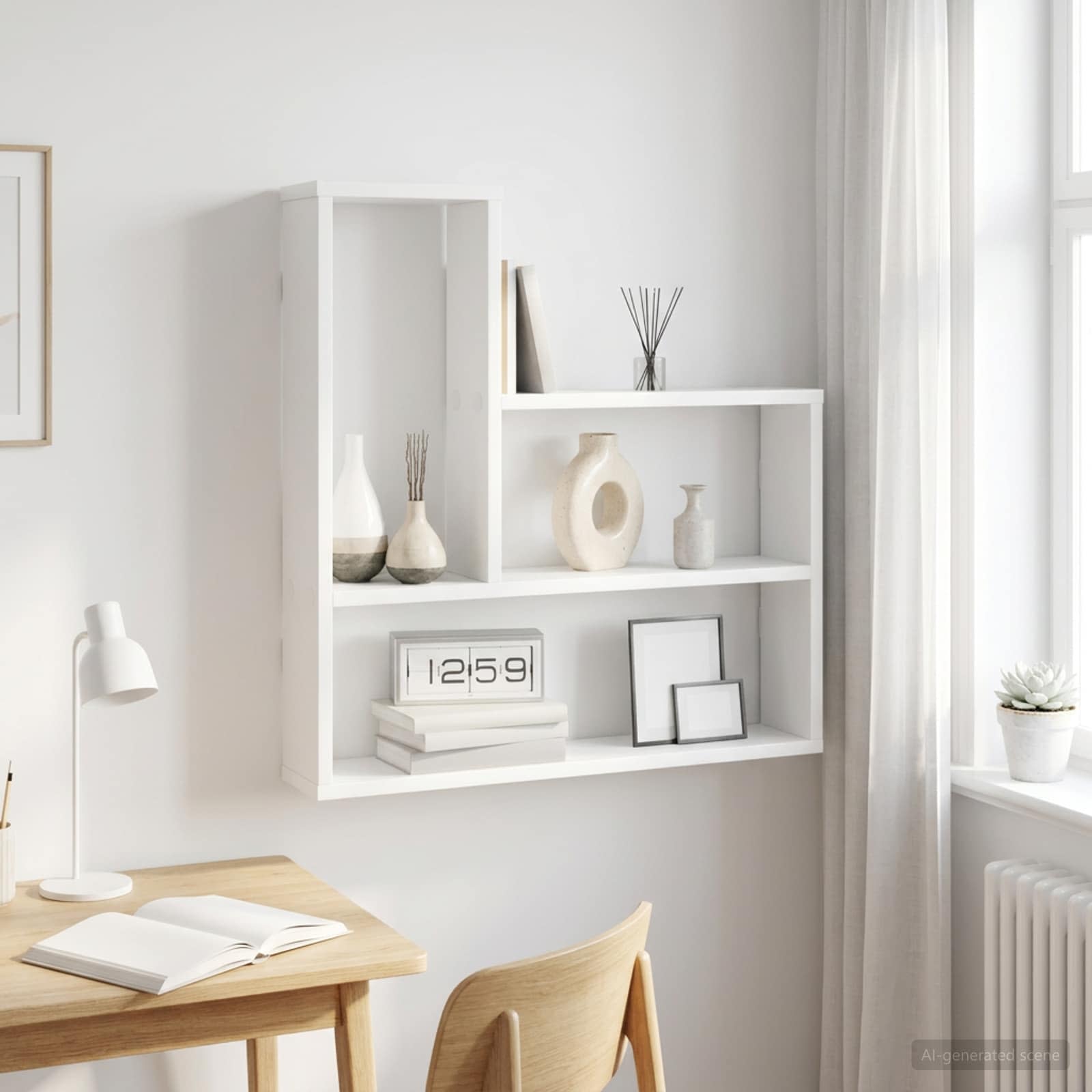 Vägg hylla Vit 60 x 11 x 60 cm Konstruerat trä