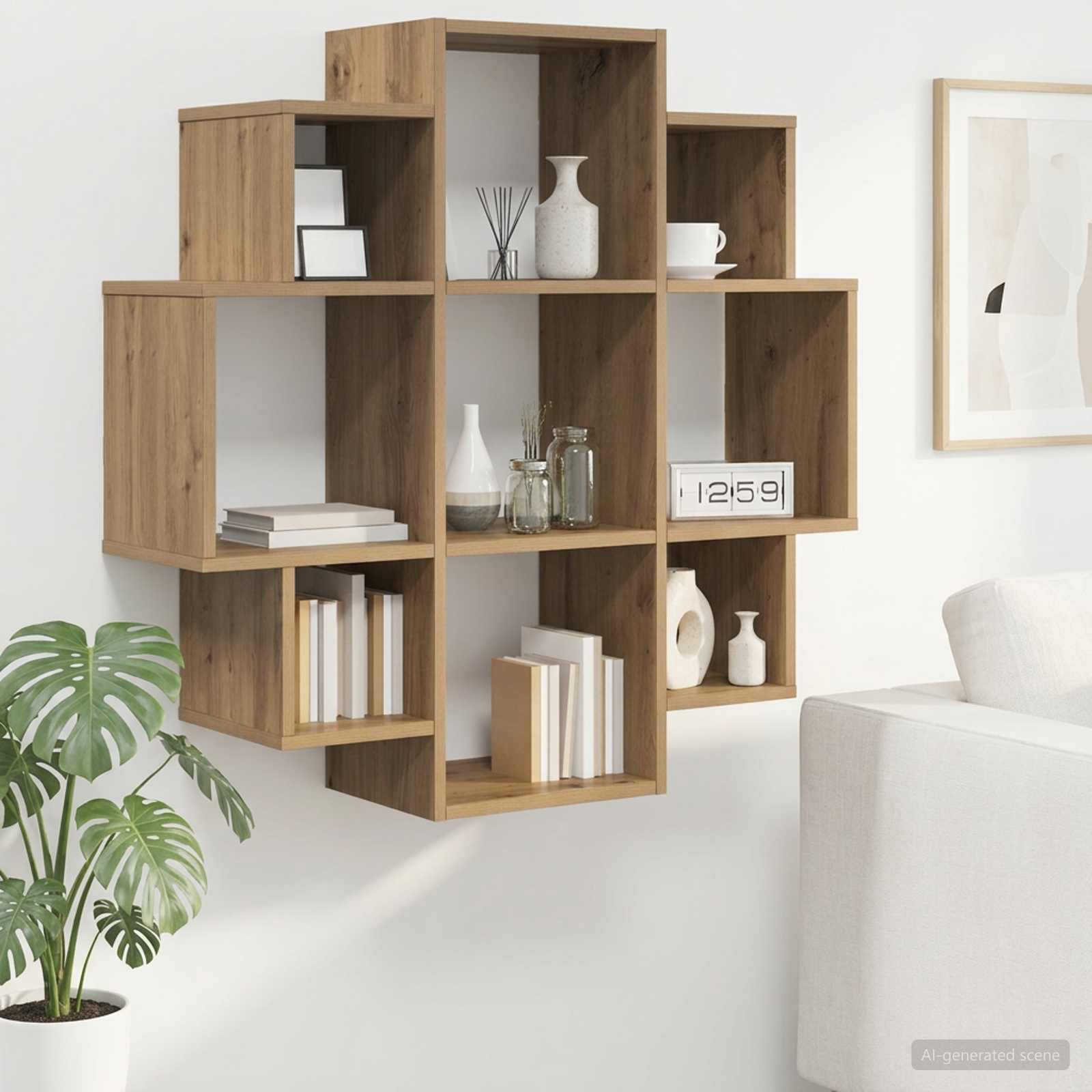 Vägg hylla Artisan-ek 90 x 25 x 90 cm Konstruerat trä