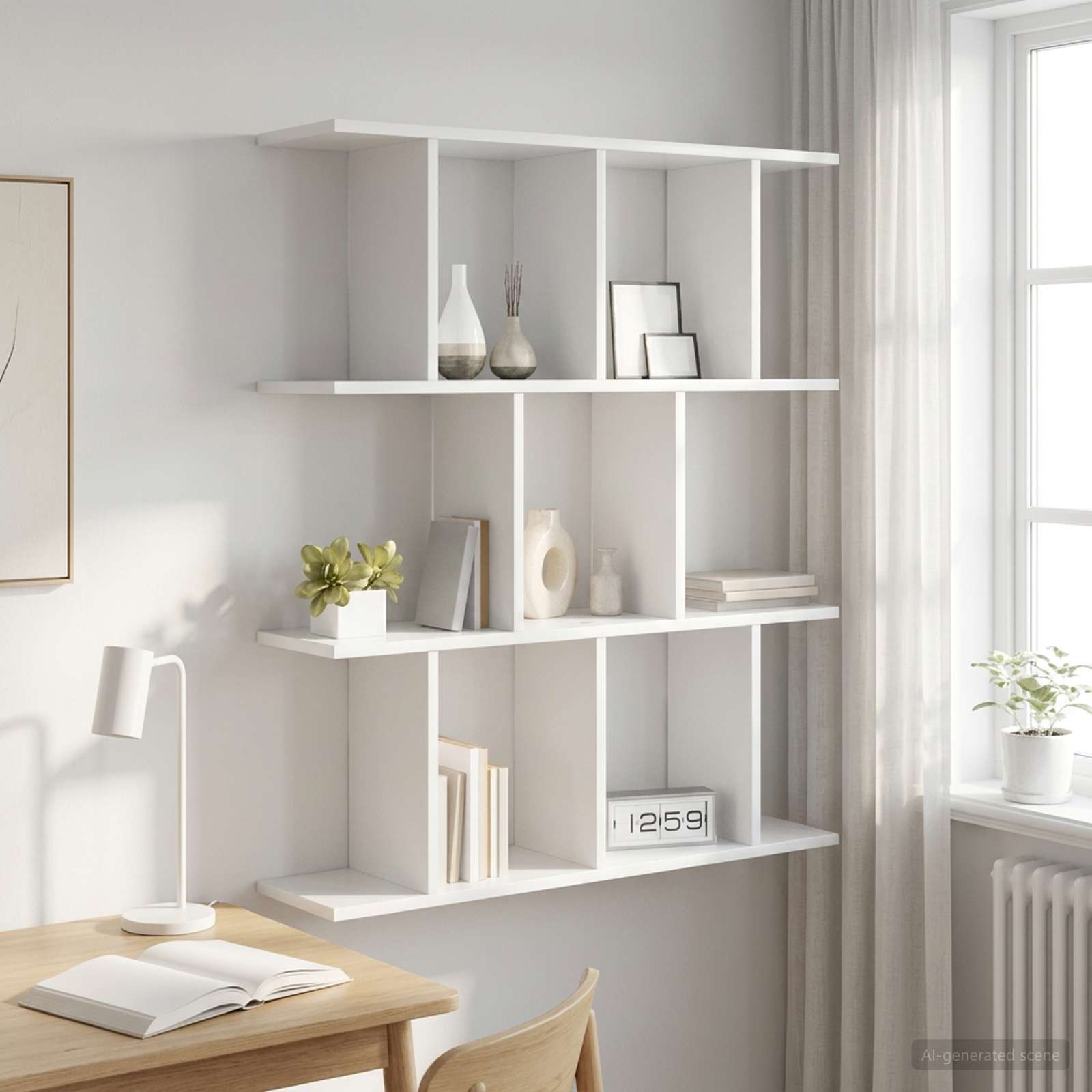 Vägg hylla Vit 102 x 20 x 96 cm Konstruerat trä