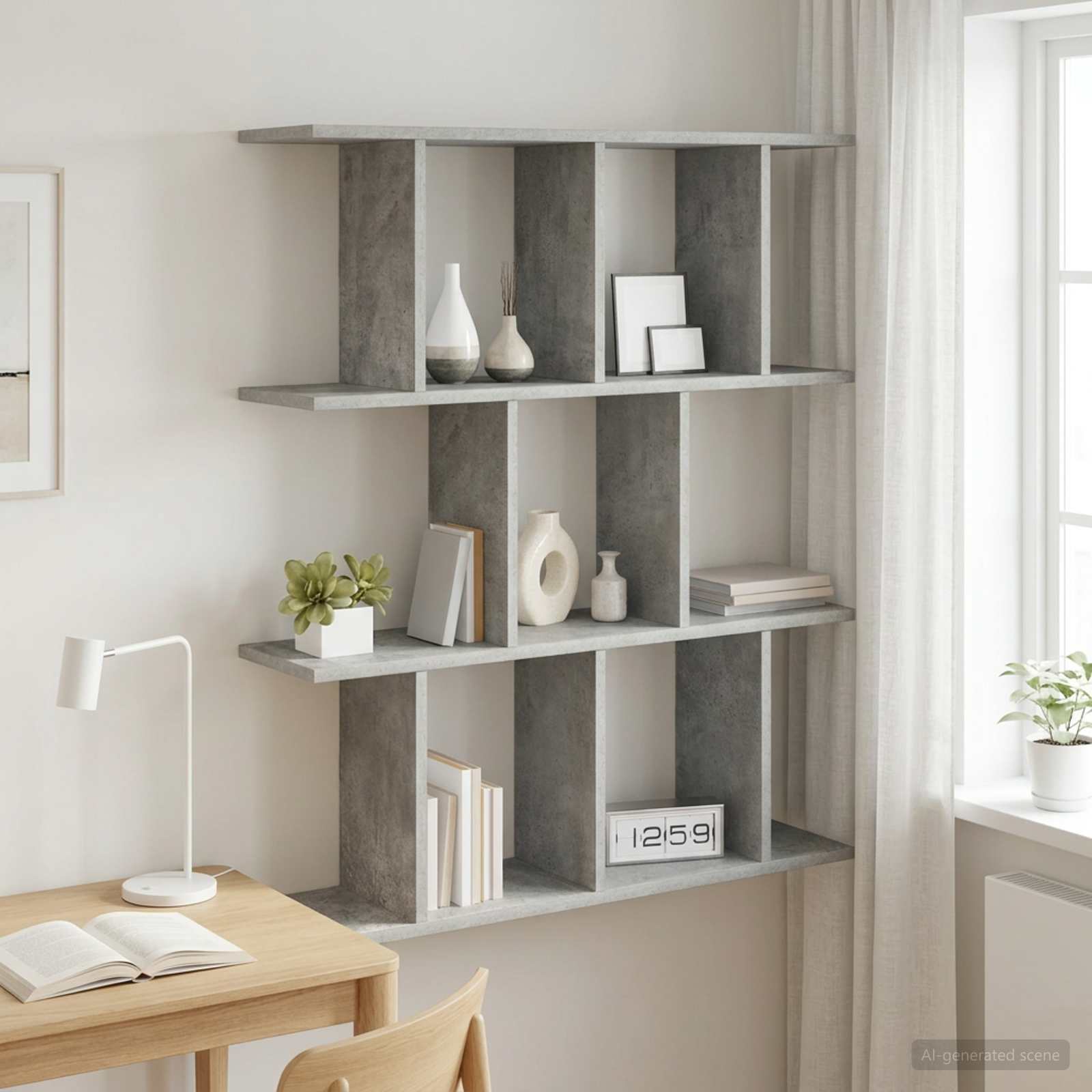 Vägg hylla Betonggrå 102 x 20 x 96 cm Konstruerat trä