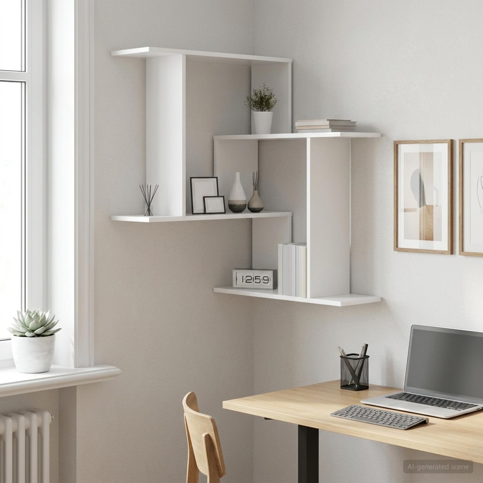 Vägg hylla Vit 67 x 67 x 87 cm Konstruerat trä