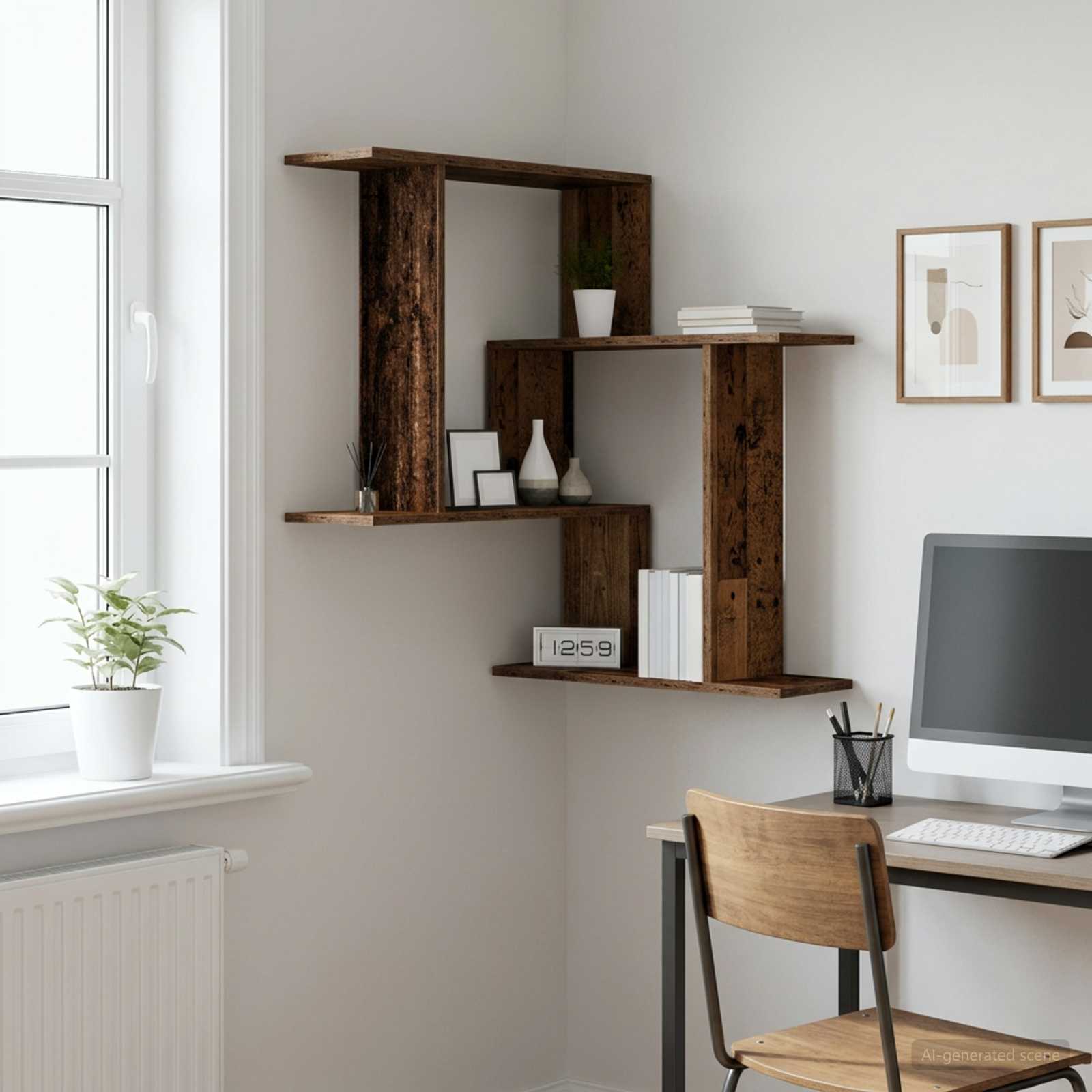 Vägg hylla Gammalt trä 67 x 67 x 87 cm Konstruerat trä