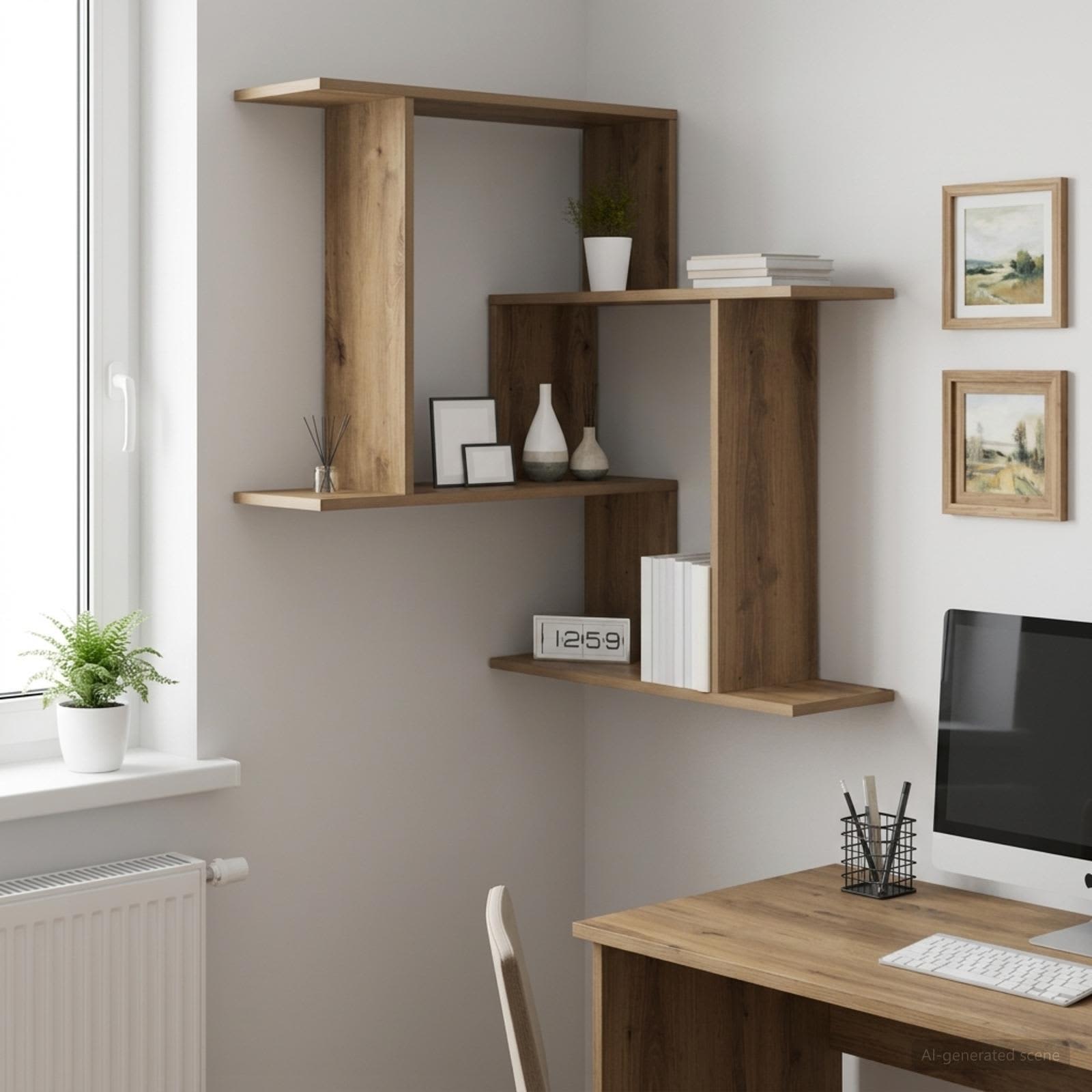Vägg hylla Artisan-ek 67 x 67 x 87 cm Konstruerat trä