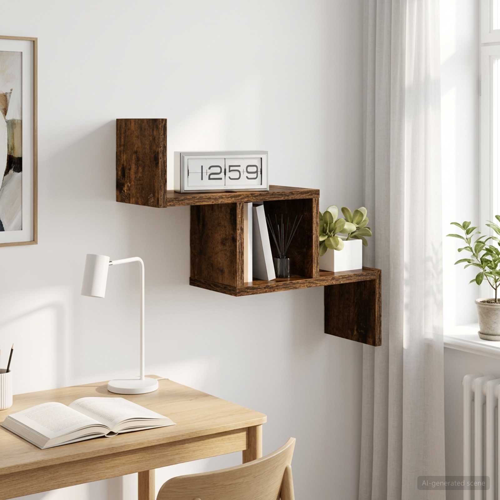 Vägg hylla Rökt ek 48 x 15 x 42 cm Konstruerat trä