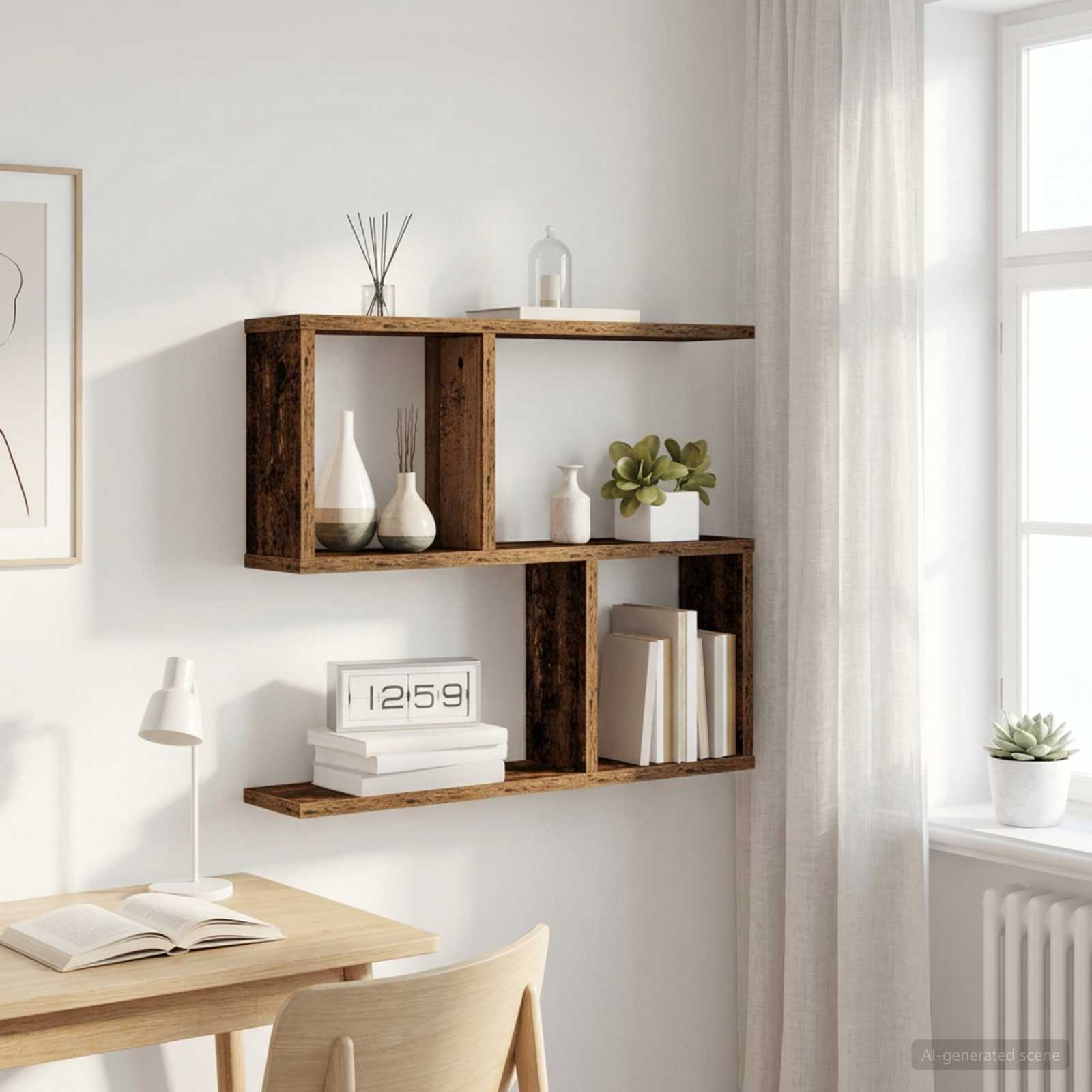 Vägg hylla Gammalt trä 60 x 12 x 50,5 cm Konstruerat trä