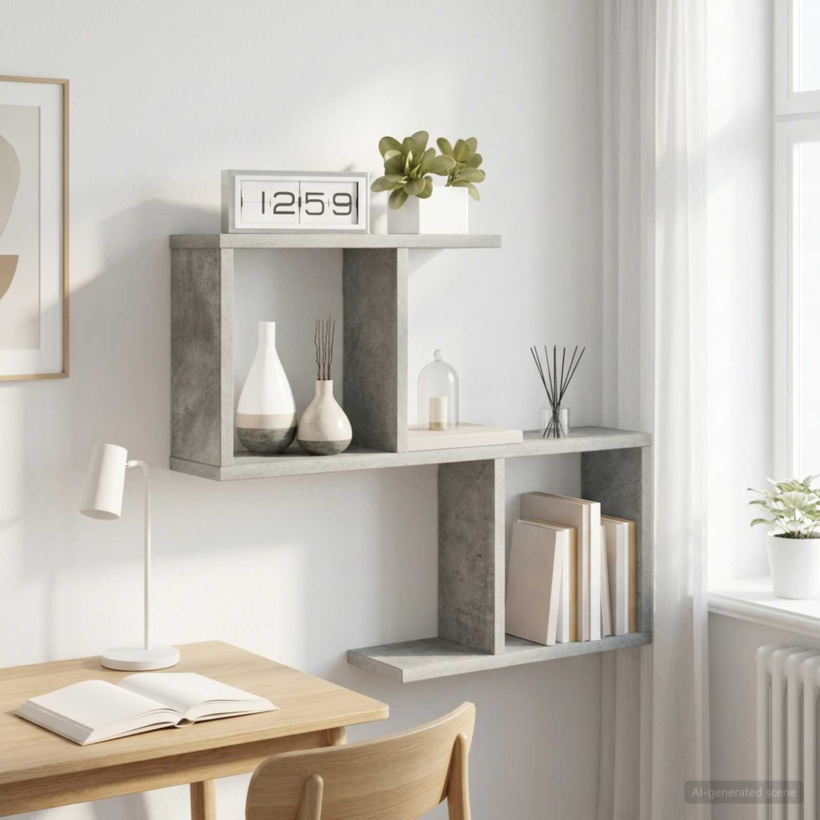 Vägg hylla Betonggrå 60 x 12 x 50,5 cm Konstruerat trä