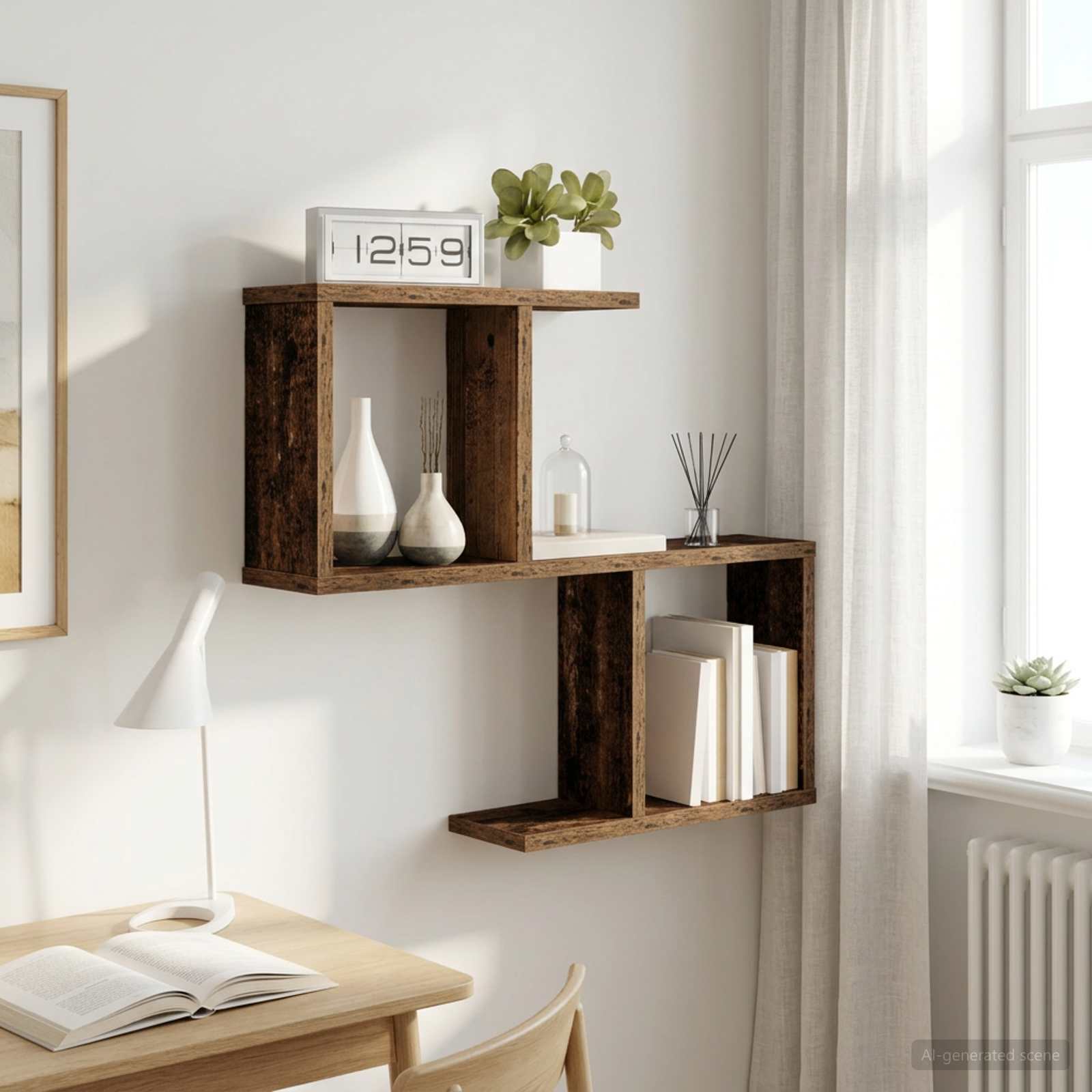 Vägg hylla Gammalt trä 60 x 12 x 50,5 cm Konstruerat trä