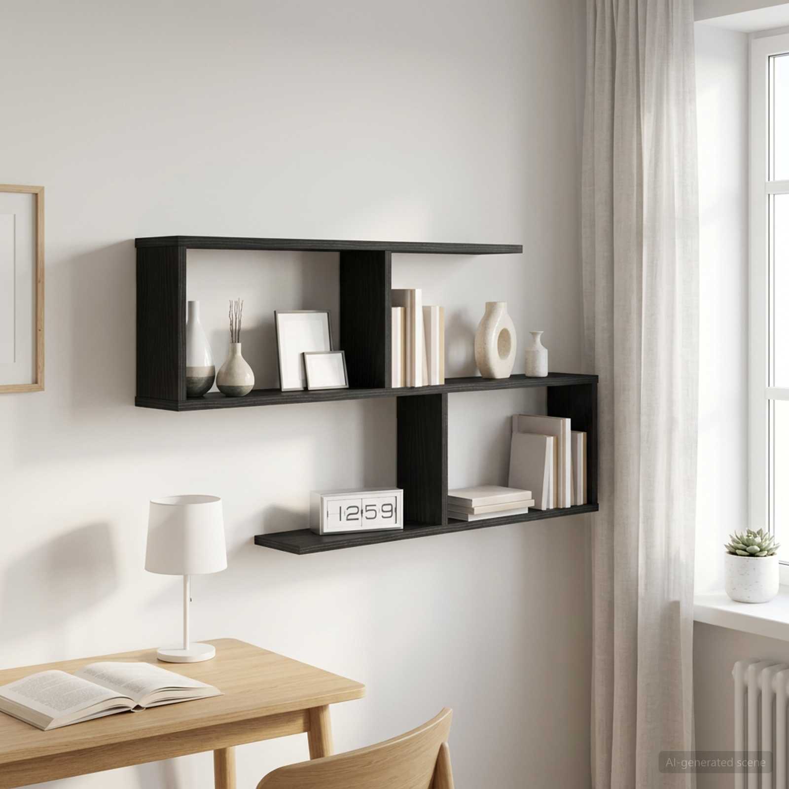 Vägg hylla Svart ek 100 x 12 x 50,5 cm Konstruerat trä
