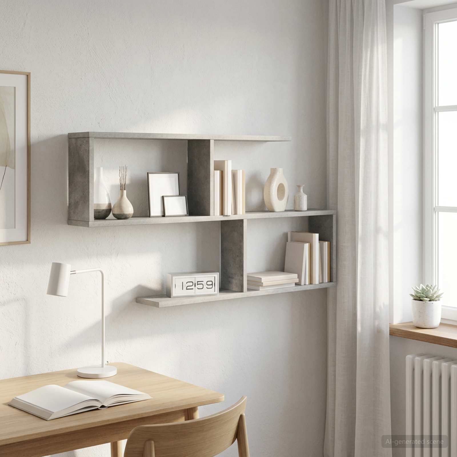 Vägg hylla Betonggrå 100 x 12 x 50,5 cm Konstruerat trä