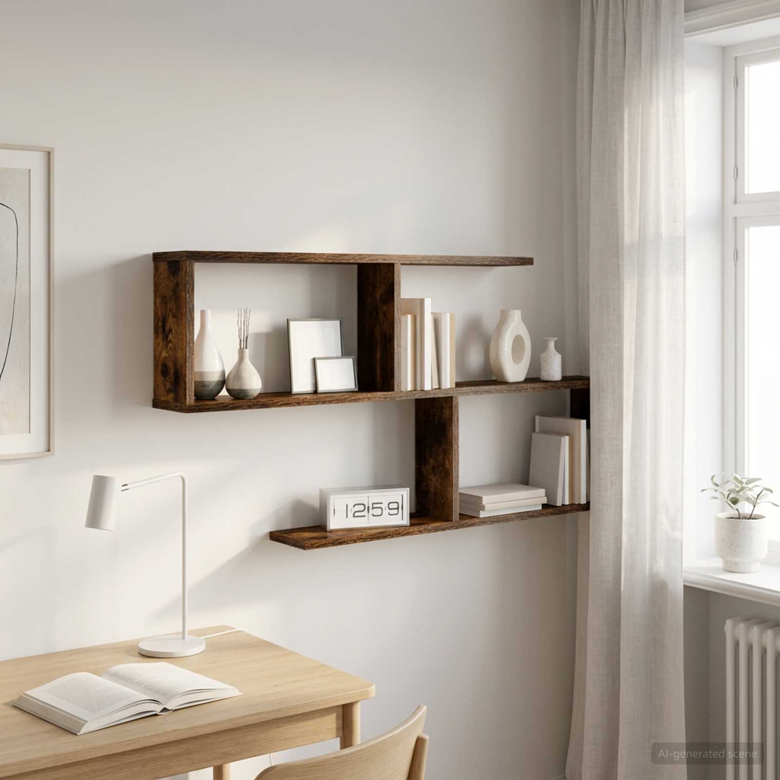 Vägg hylla Rökt ek 100 x 12 x 50,5 cm Konstruerat trä