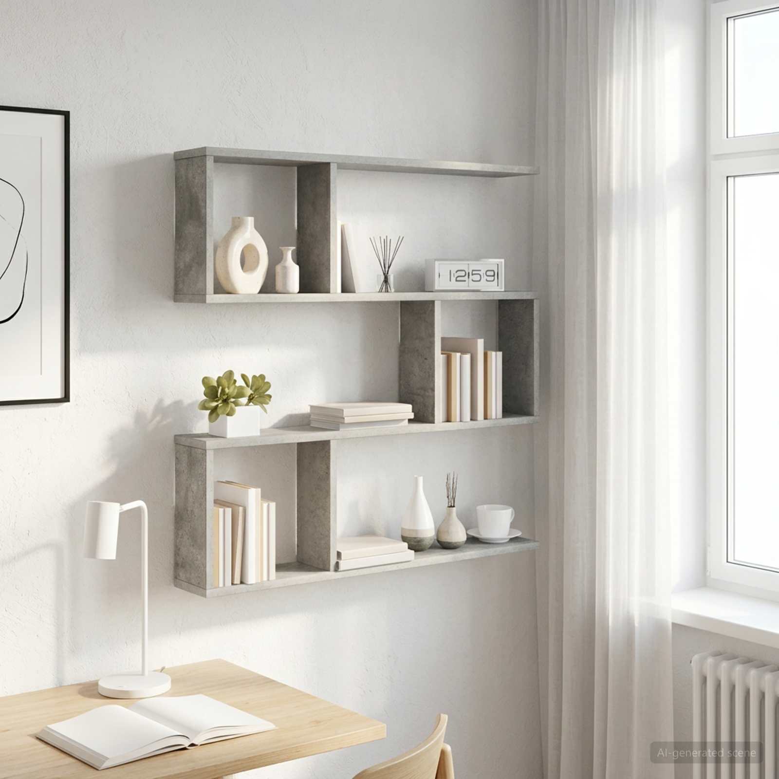 Vägg hylla Betonggrå 80 x 12 x 79,5 cm Konstruerat trä