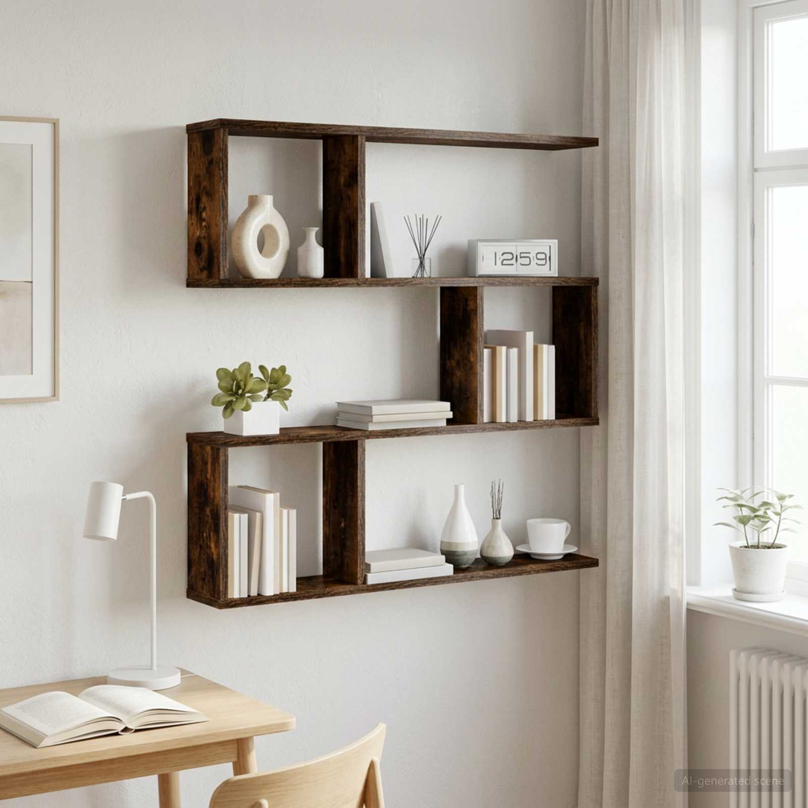 Vägg hylla Rökt ek 80 x 12 x 79,5 cm Konstruerat trä