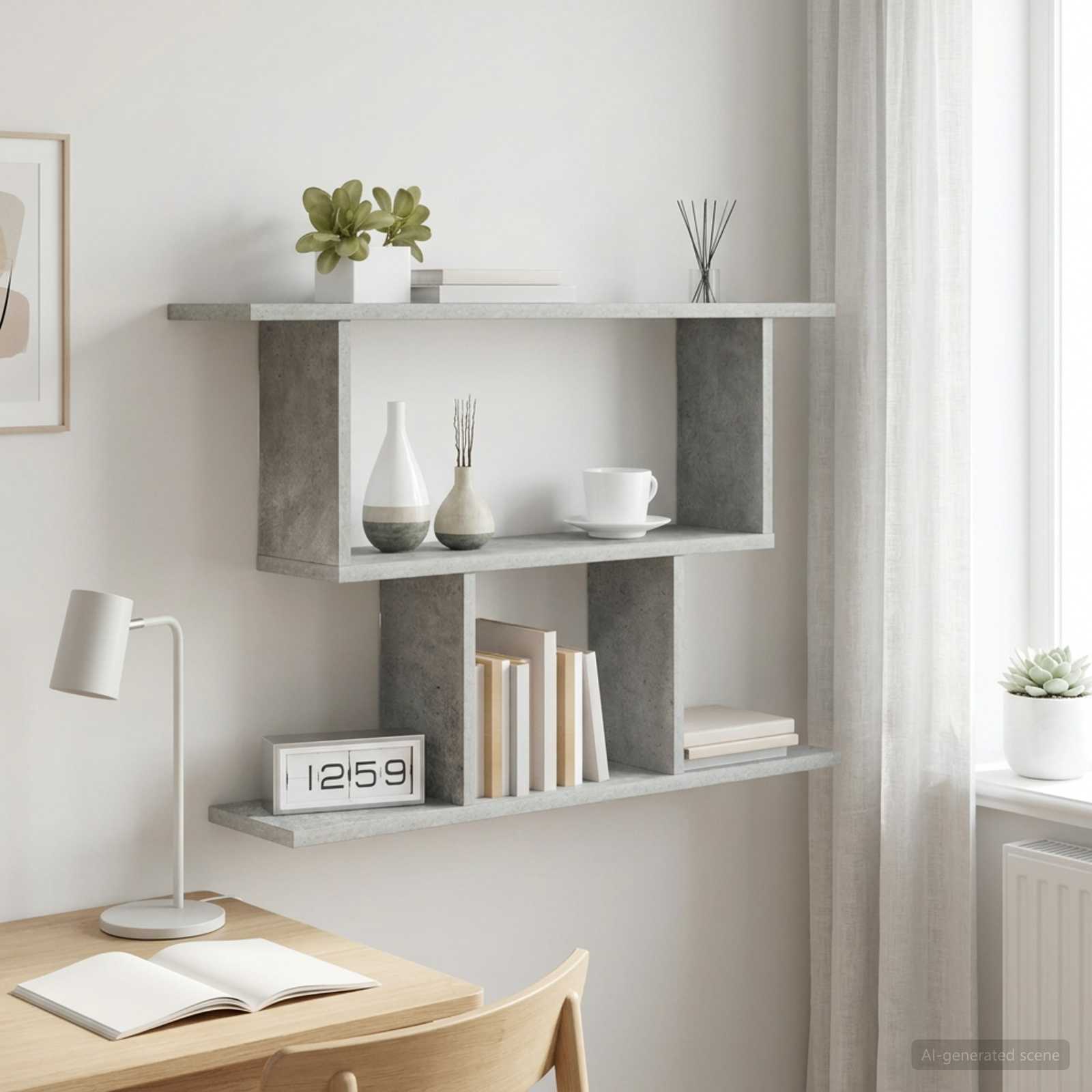 Vägg hylla Betonggrå 80 x 15 x 50,5 cm Konstruerat trä