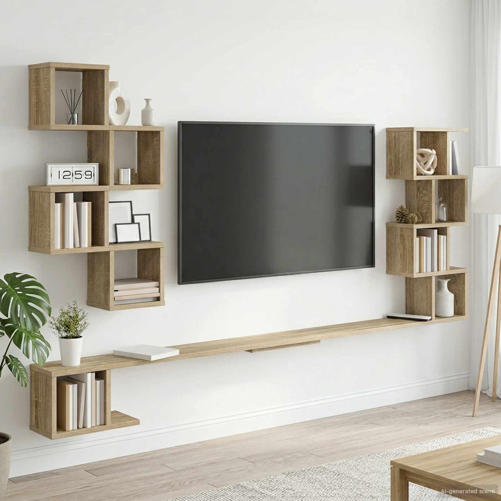 Väggmonterad TV-hylla Sonoma-ek 180 x 15 x 94 cm