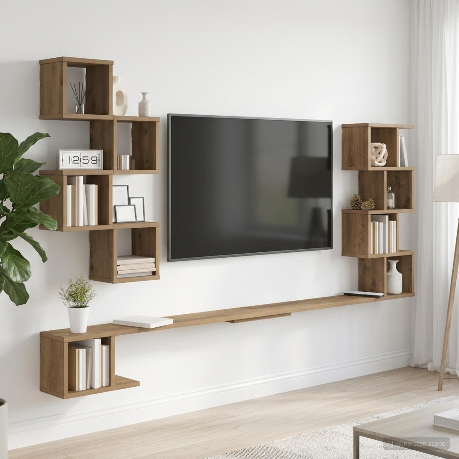 Väggmonterad TV-hylla Artisan-ek 200 x 15 x 94 cm