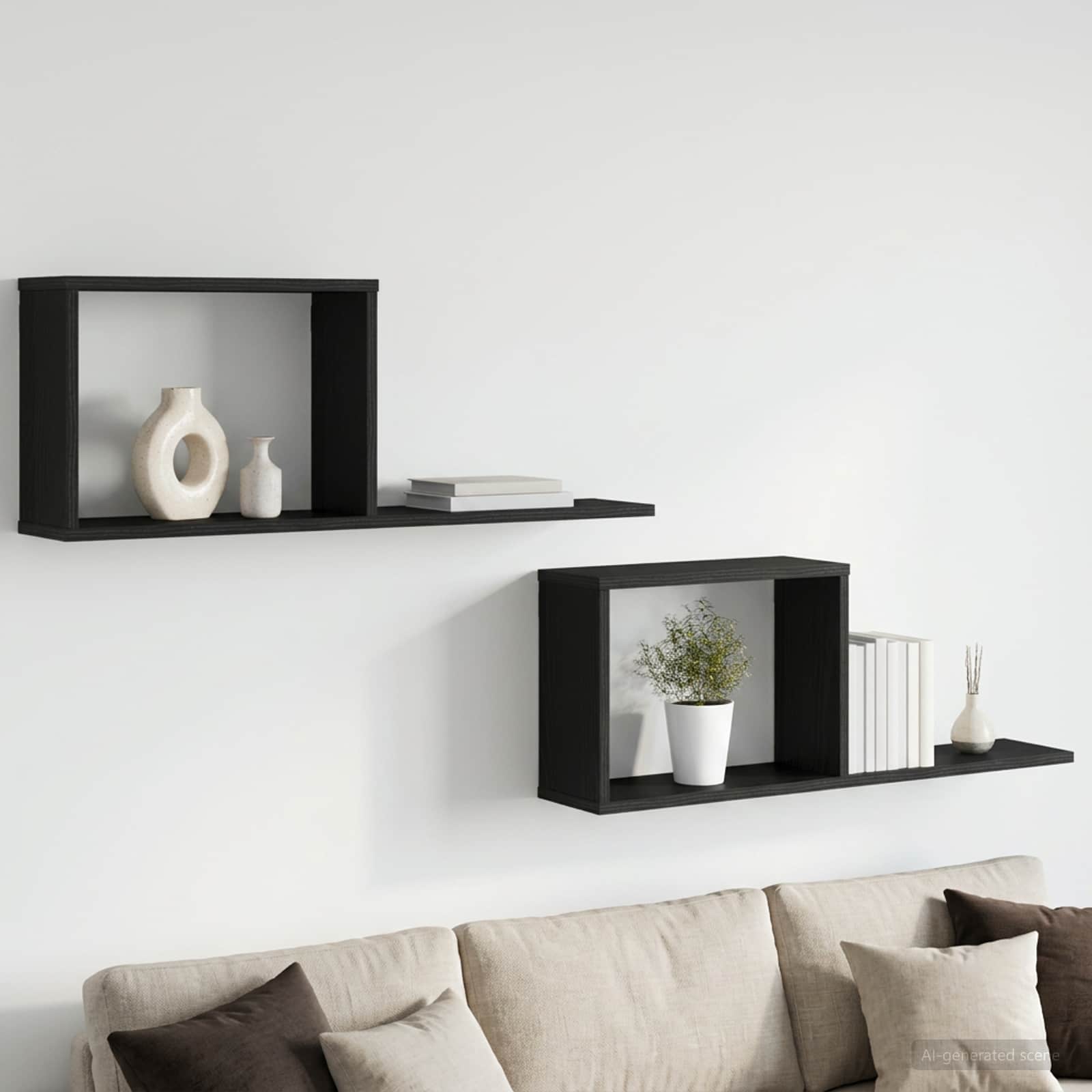 Flytande hyllor 2 st Svart ek 80 x 15 x 30 cm Konstruerat trä