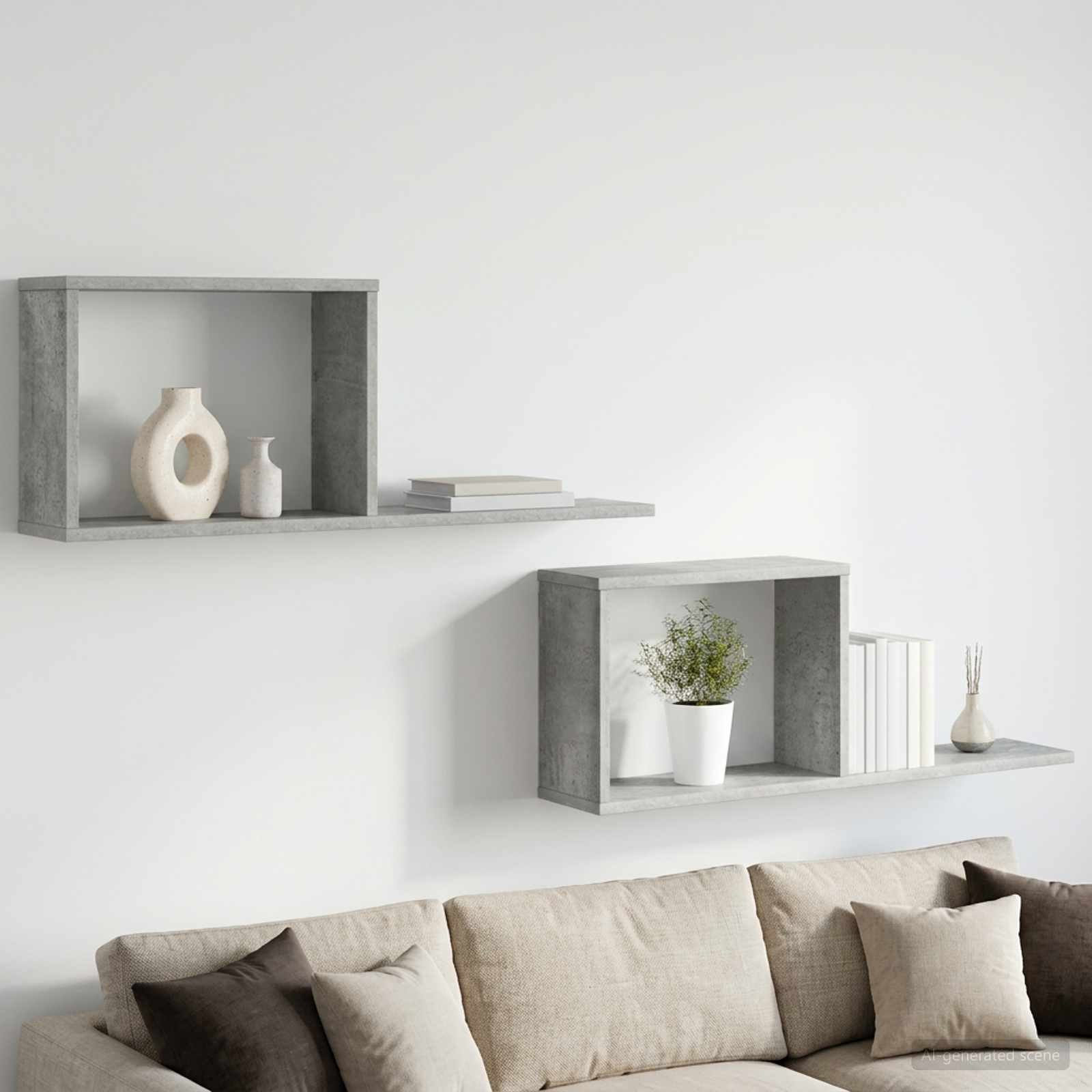 Flytande hyllor 2 st Betonggrå 80 x 15 x 30 cm Konstruerat trä