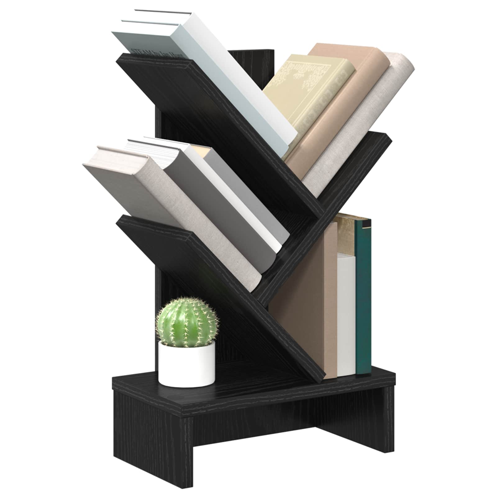 Trä Bokhylla 3-Tier 30 x 18 x 48 cm Konstruerat trä Svart ek