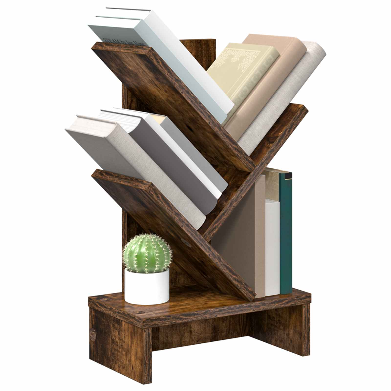 Trä Bokhylla 3-Tier 30 x 18 x 48 cm Konstruerat trä Rökt ek