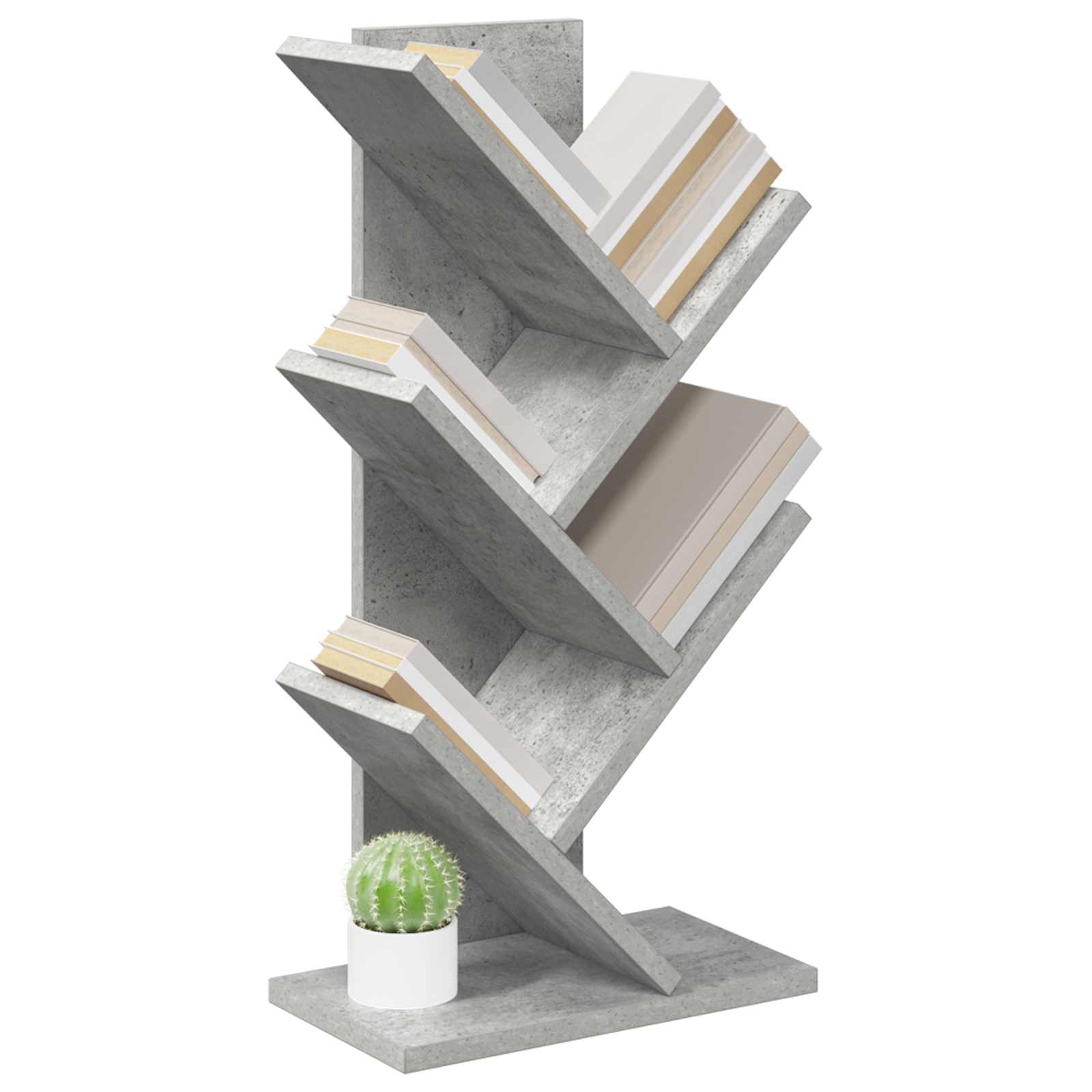 Trä Bokhylla 4-Tier 30 x 18 x 60 cm Konstruerat trä Betonggrå