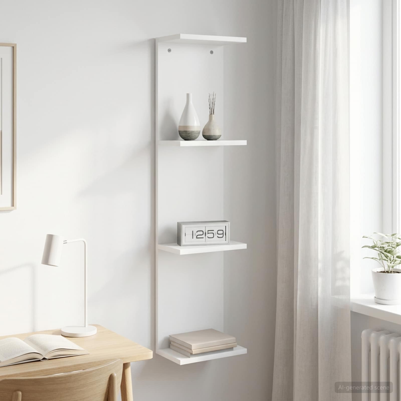 Vägg hylla Vit 25 x 15 x 100 cm Konstruerat trä