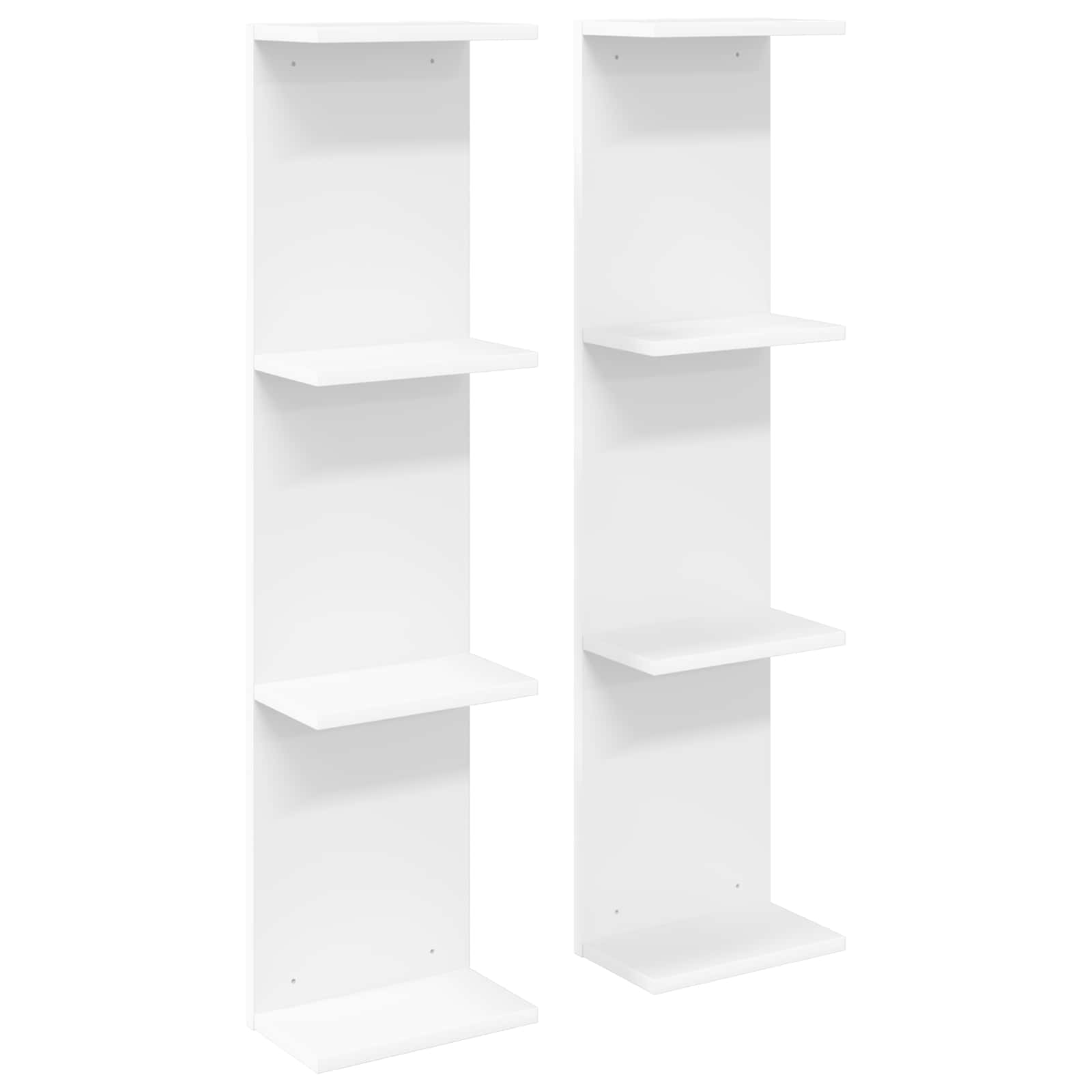Vägg hylla 2 st Vit 25 x 15 x 100 cm Konstruerat trä