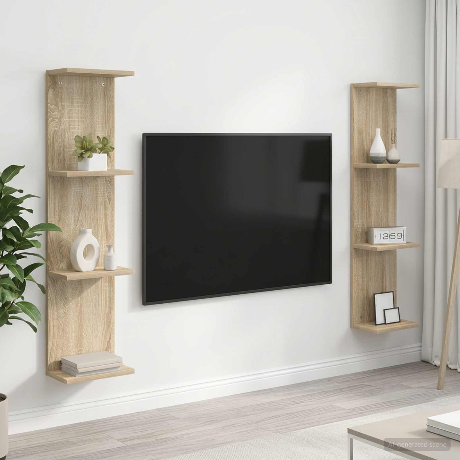 Vägg hylla 2 st Sonoma-ek 25 x 15 x 100 cm Konstruerat trä