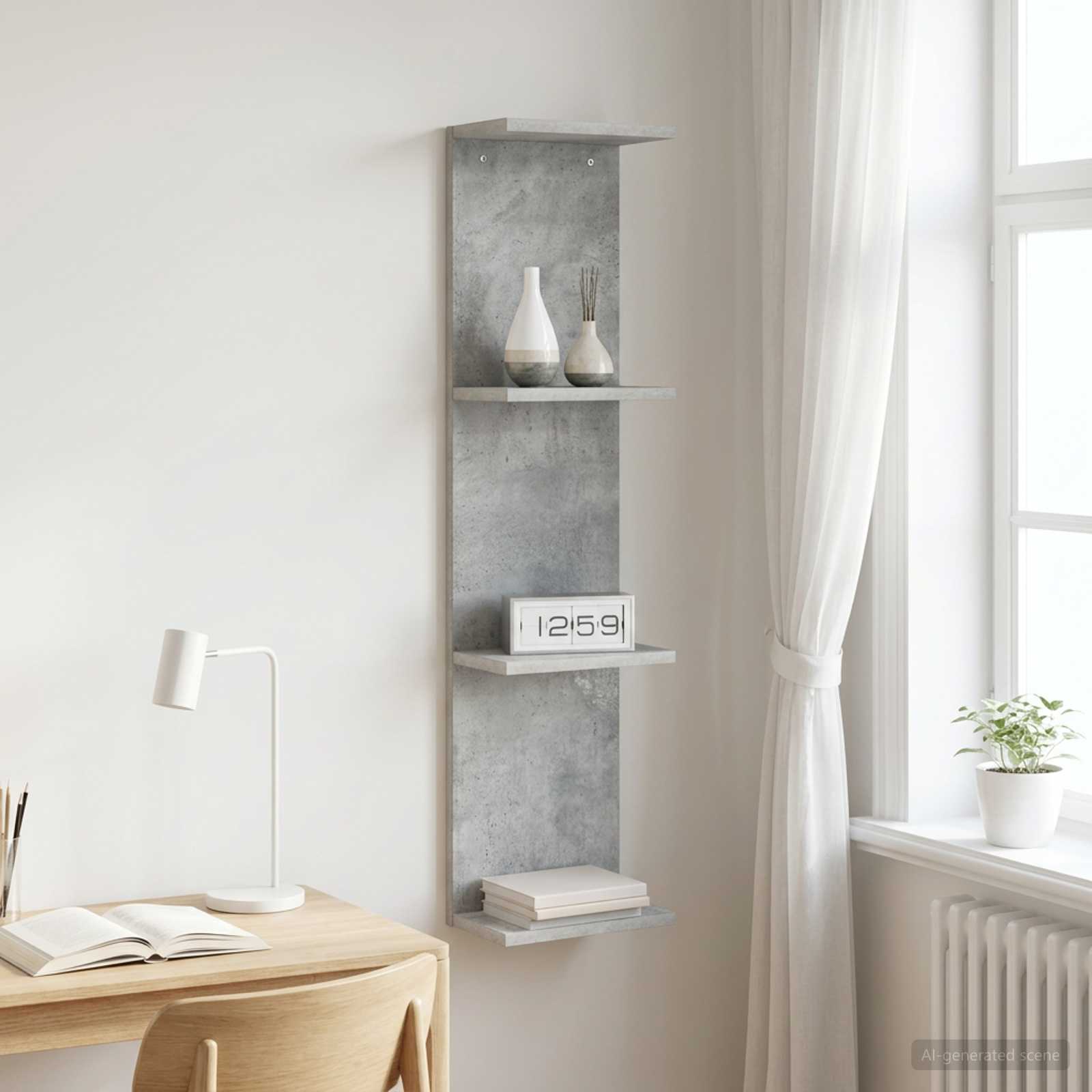 Vägg hylla Betonggrå 25 x 15 x 100 cm Konstruerat trä