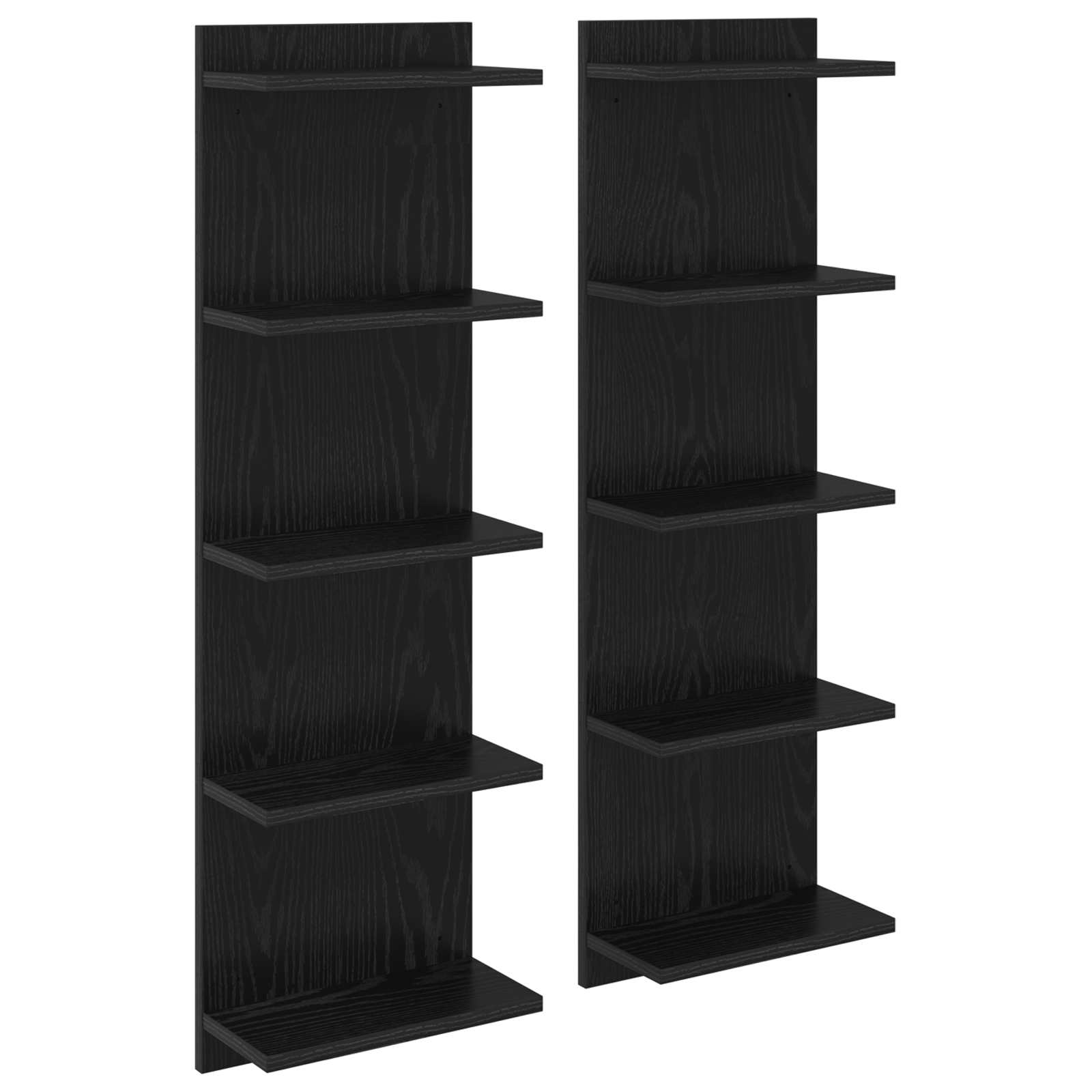 Vägg hylla 2 st Svart ek 30 x 15 x 100 cm Konstruerat trä