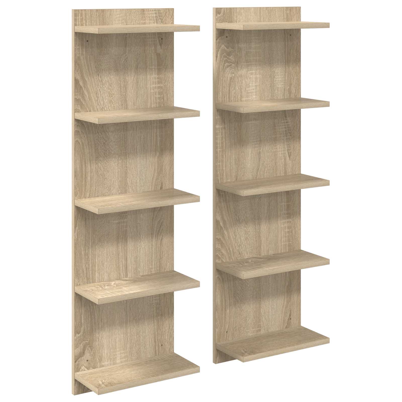 Vägg hylla 2 st Sonoma-ek 30 x 15 x 100 cm Konstruerat trä