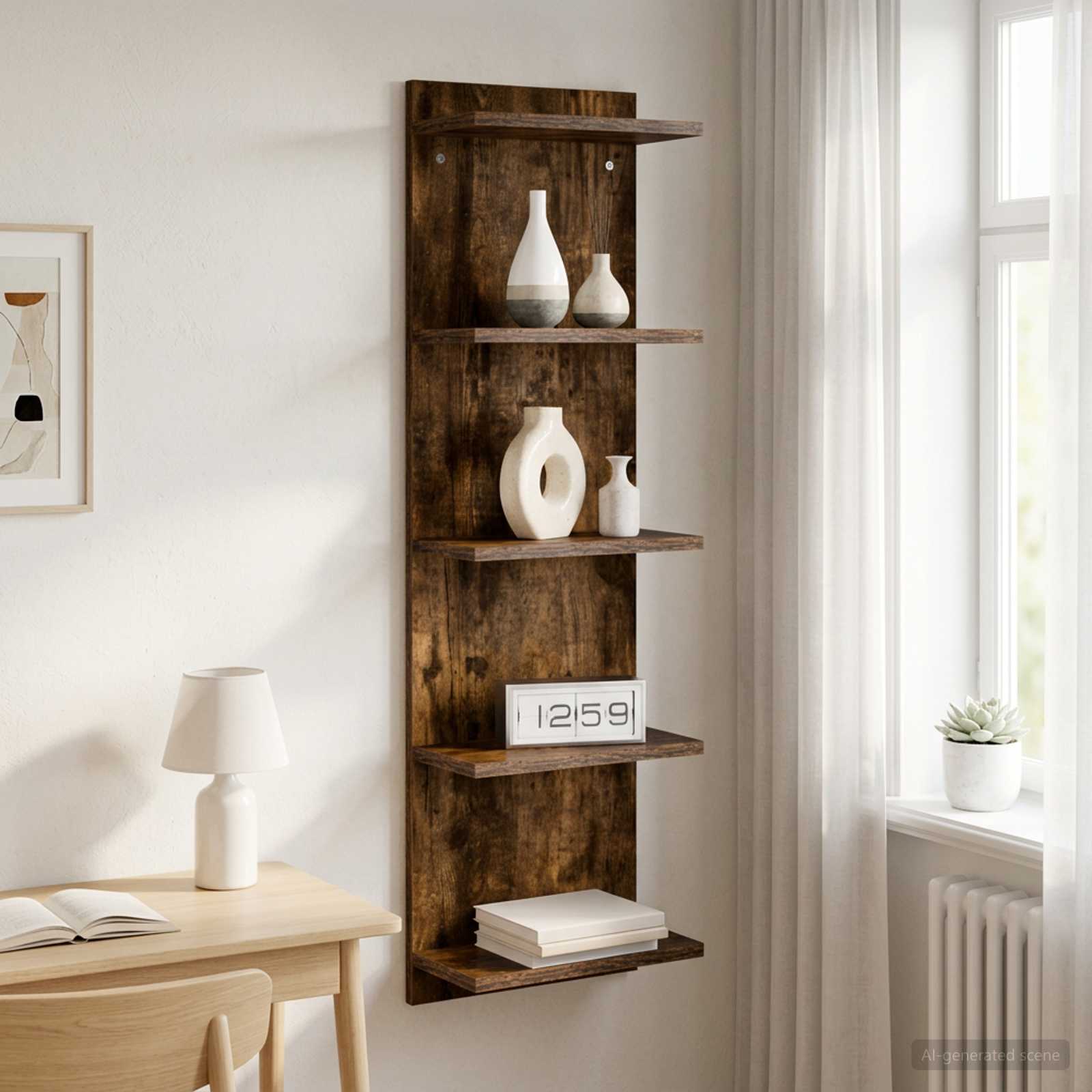 Vägg hylla Rökt ek 30 x 15 x 100 cm Konstruerat trä