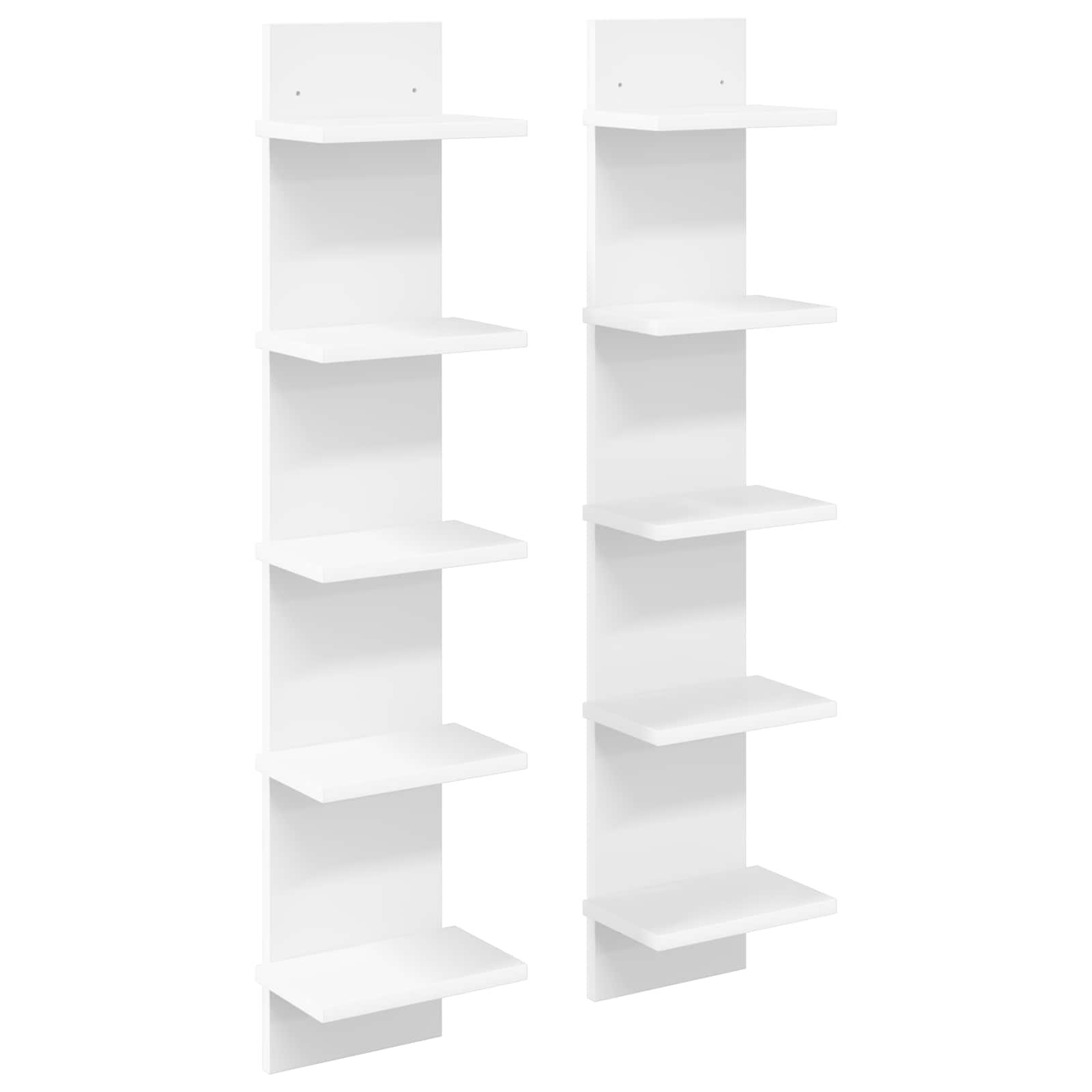 Vägg hylla 2 st Vit 22 x 15 x 100 cm Konstruerat trä