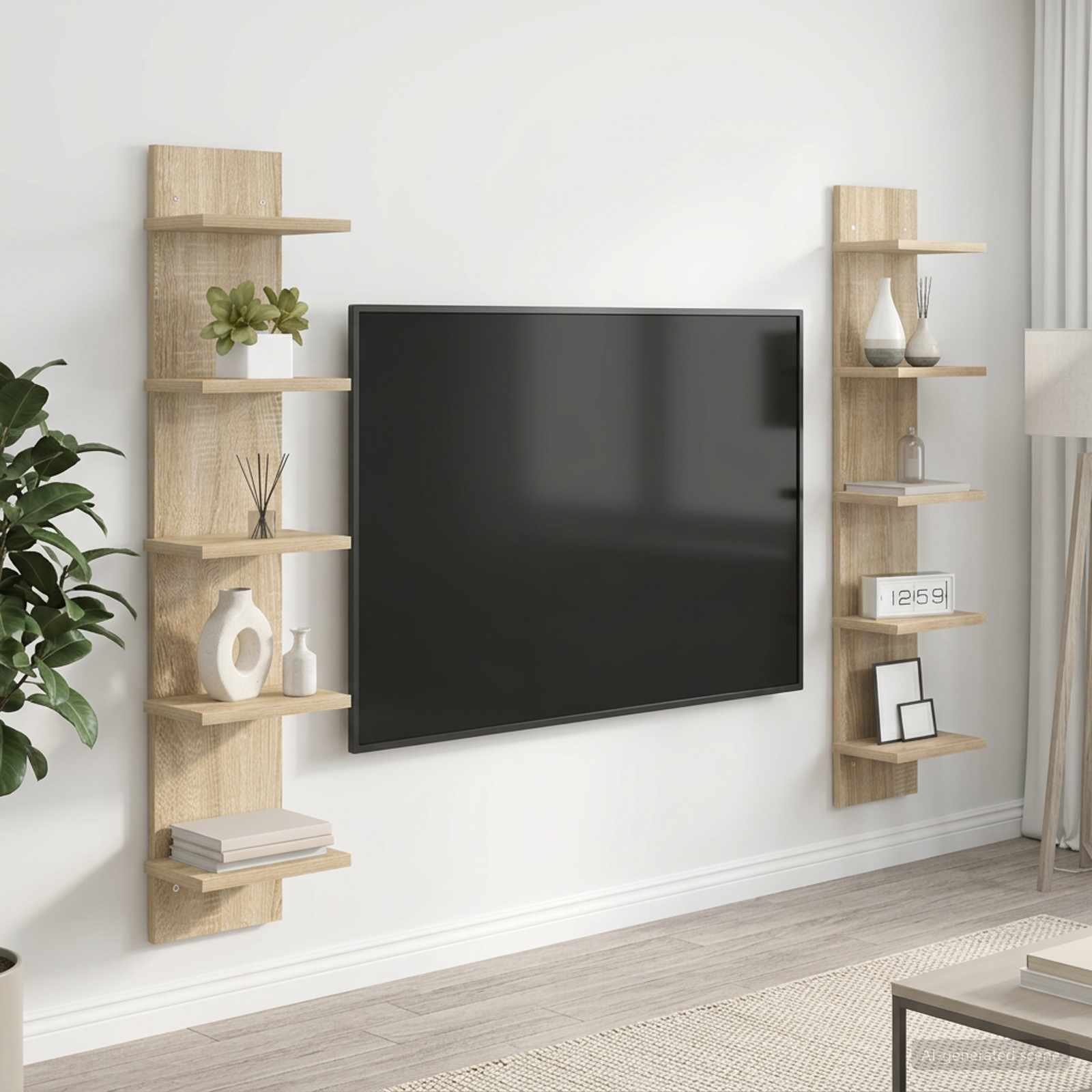 Vägg hylla 2 st Sonoma-ek 22 x 15 x 100 cm Konstruerat trä