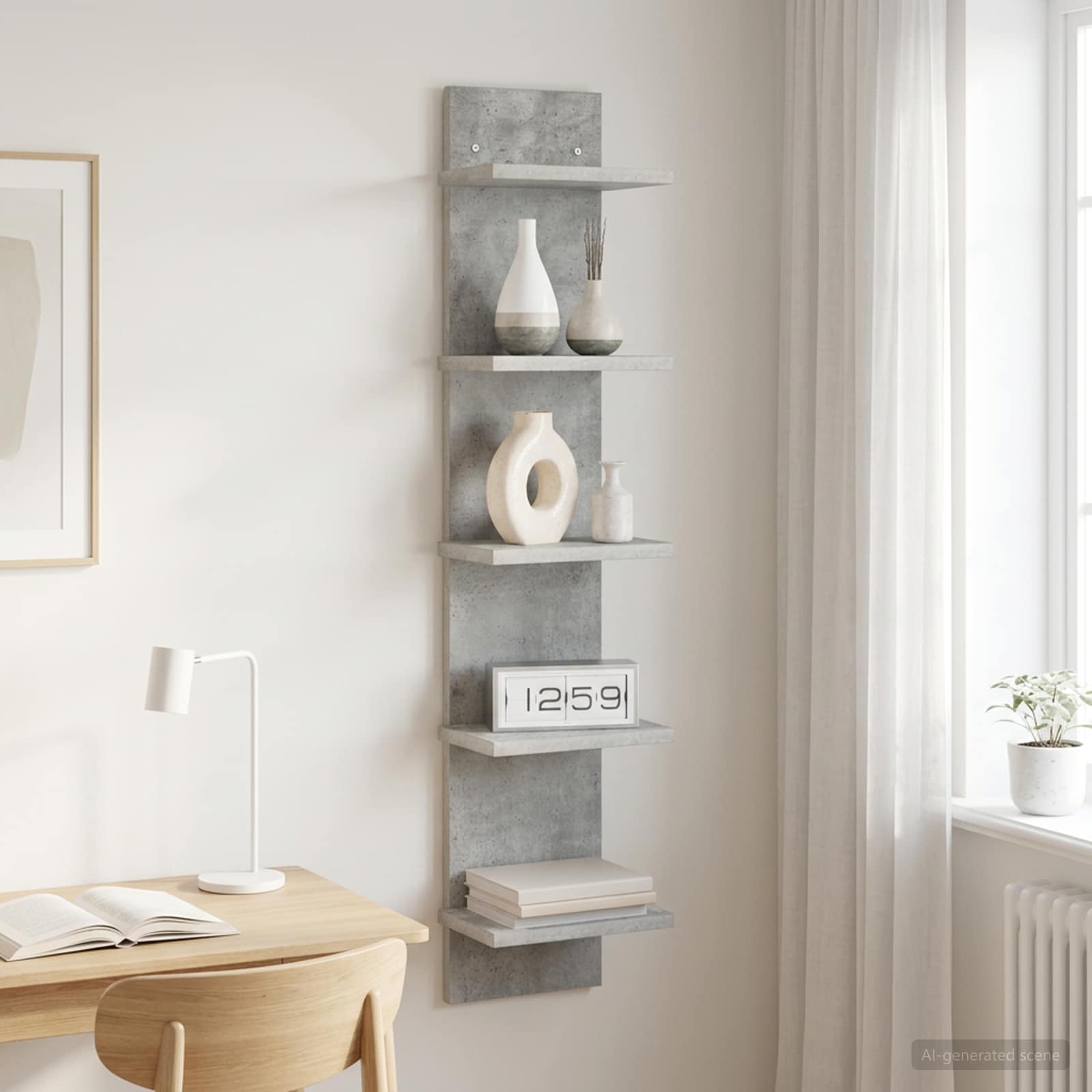 Vägg hylla Betonggrå 22 x 15 x 100 cm Konstruerat trä