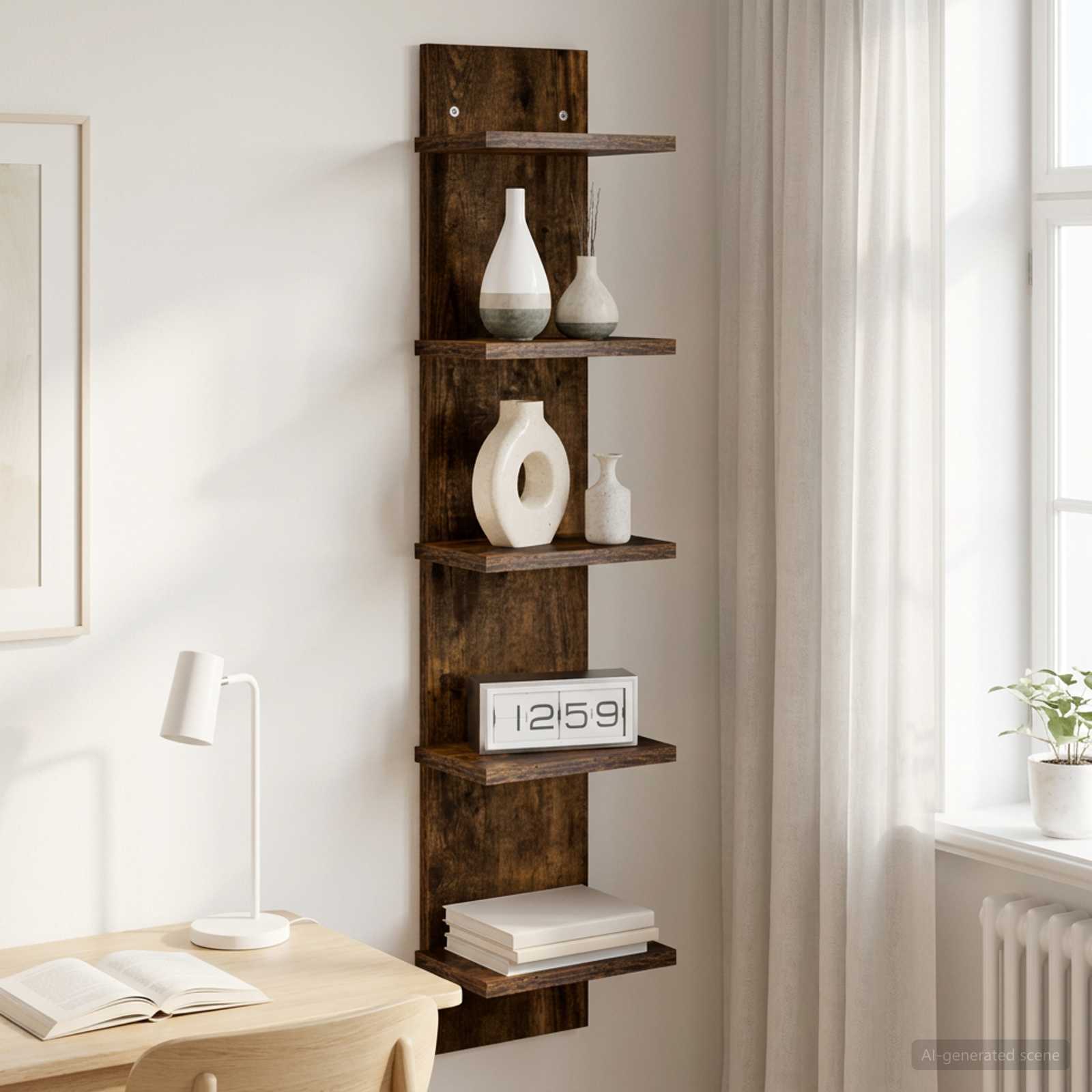 Vägg hylla Rökt ek 22 x 15 x 100 cm Konstruerat trä