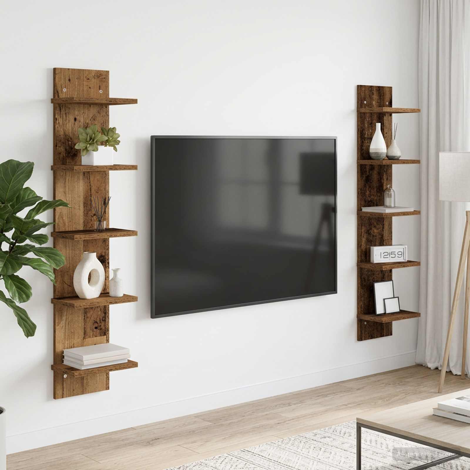 Vägg hylla 2 st Gammalt trä 22 x 15 x 100 cm Konstruerat trä