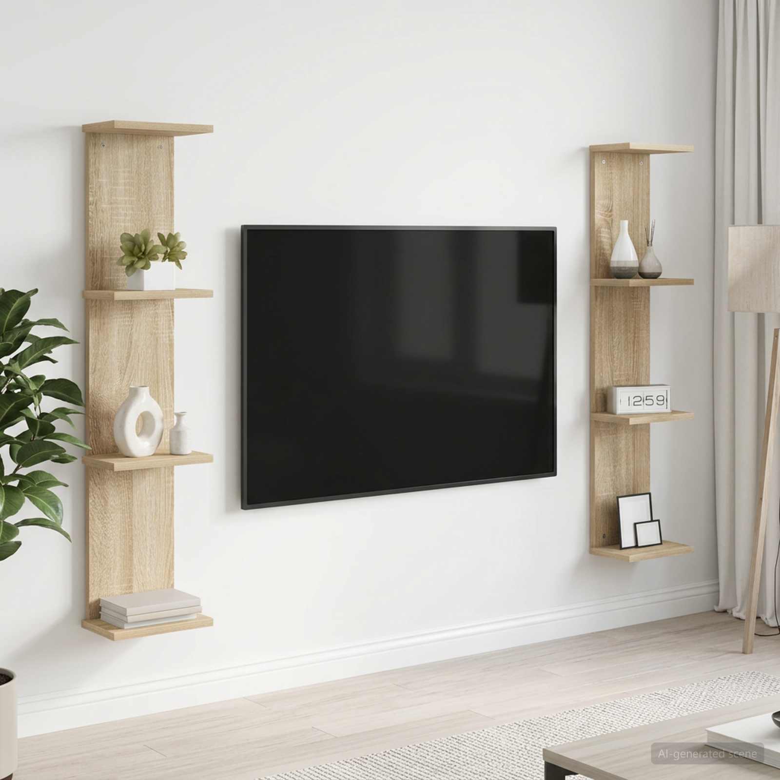Vägg hylla 2 st Sonoma-ek 22 x 15 x 100 cm Konstruerat trä