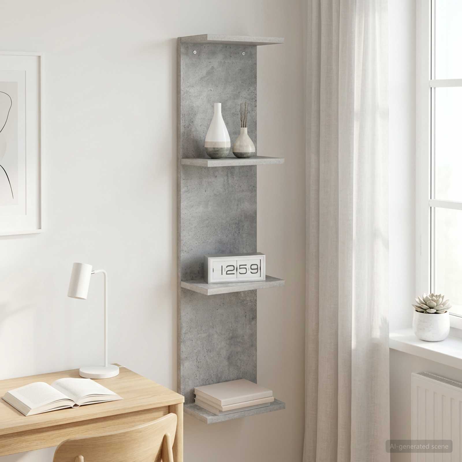 Vägg hylla Betonggrå 22 x 15 x 100 cm Konstruerat trä