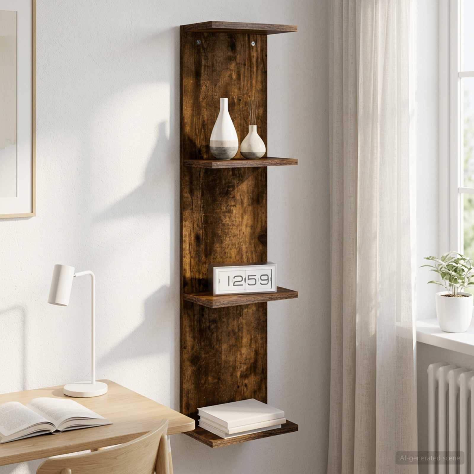 Vägg hylla Rökt ek 22 x 15 x 100 cm Konstruerat trä