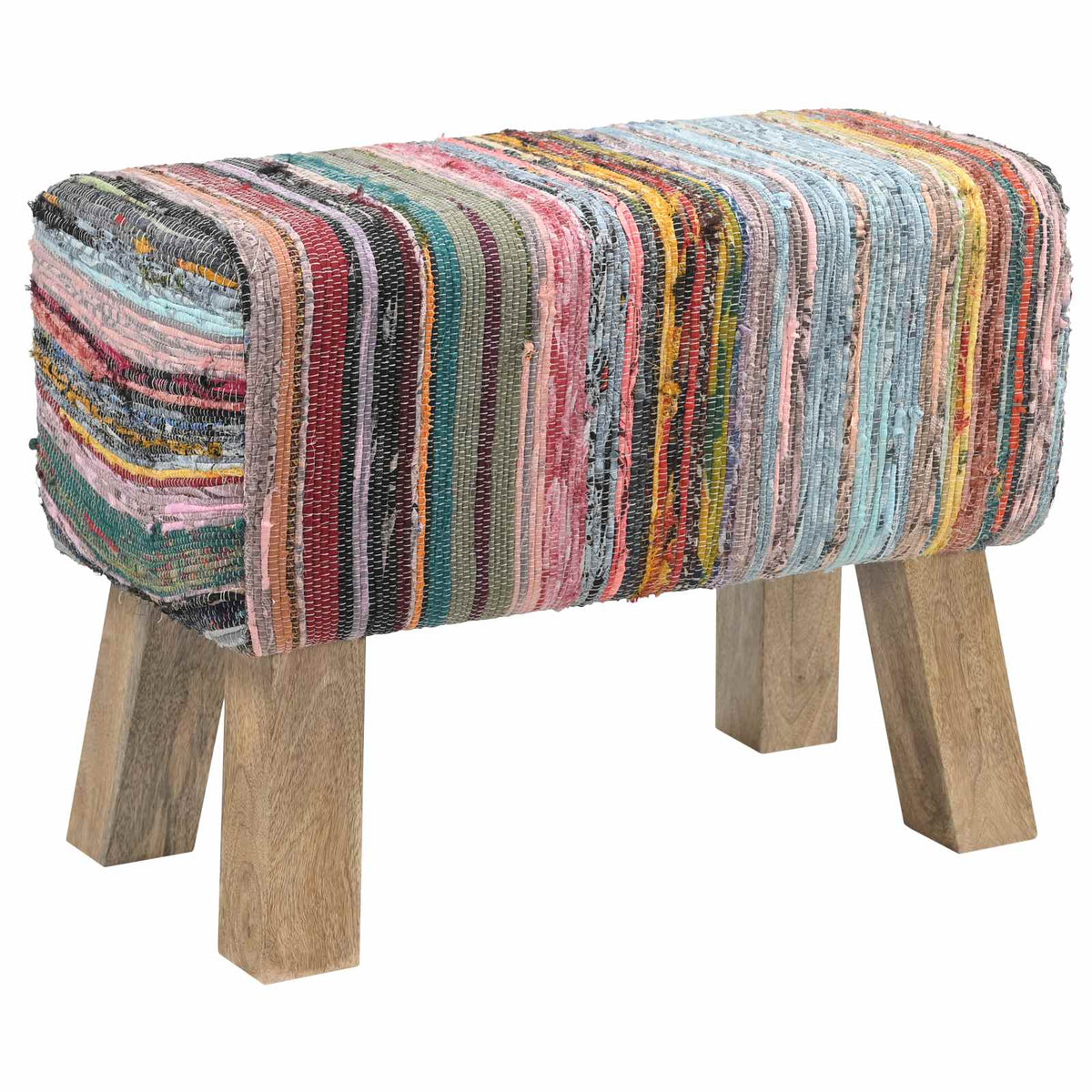 bänk 60 x 30 x 45 cm Äkta läder Flerfärgsdesign