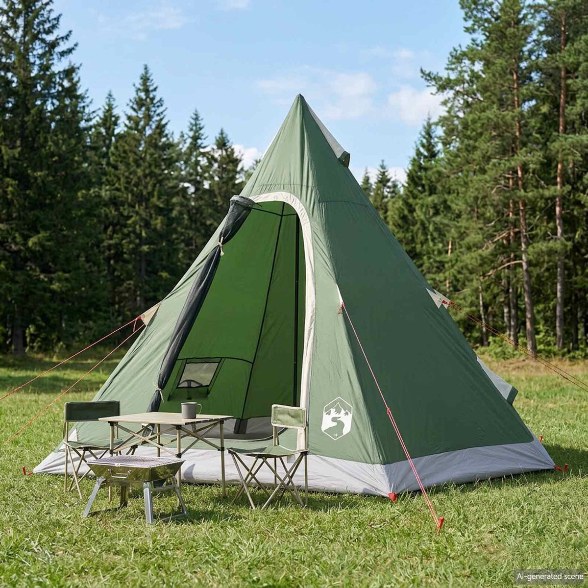 Tipi Tent Water-Resistant 3-personers Grön