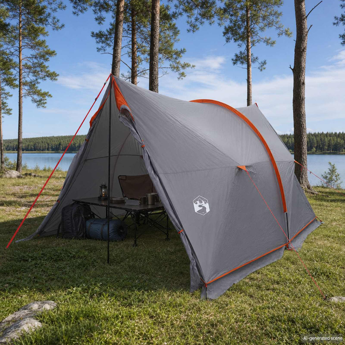 Vattentält Grå och orange 185T Polyester med PU-beläggning