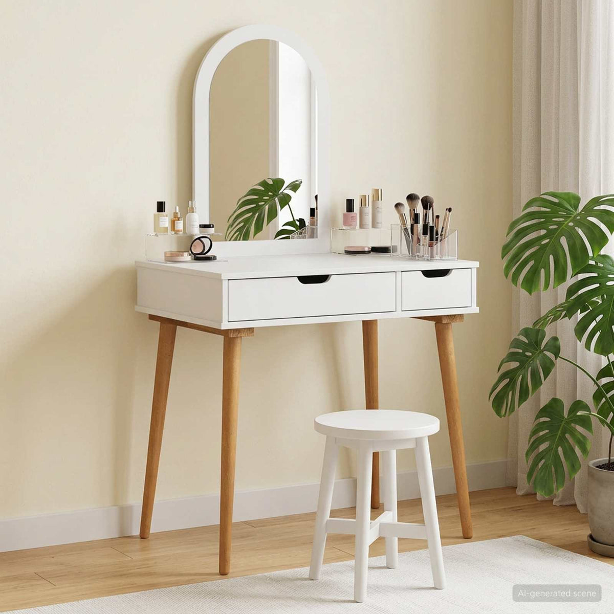Skrivbordsset FAUSKE 2 st Vit 76 x 50 x 143 cm