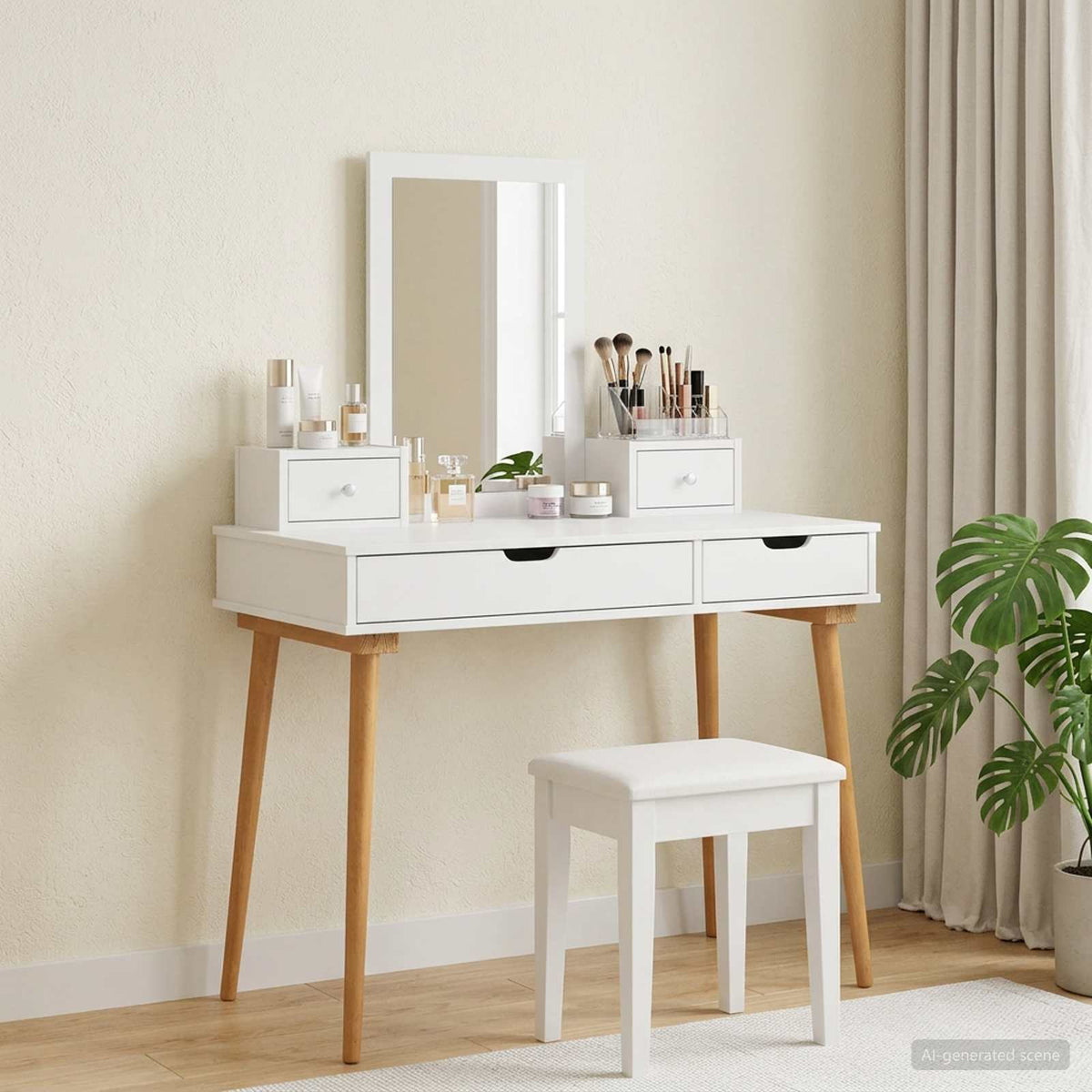 Skrivbordsset FAUSKE 4 st Vit 100 x 50 x 143 cm