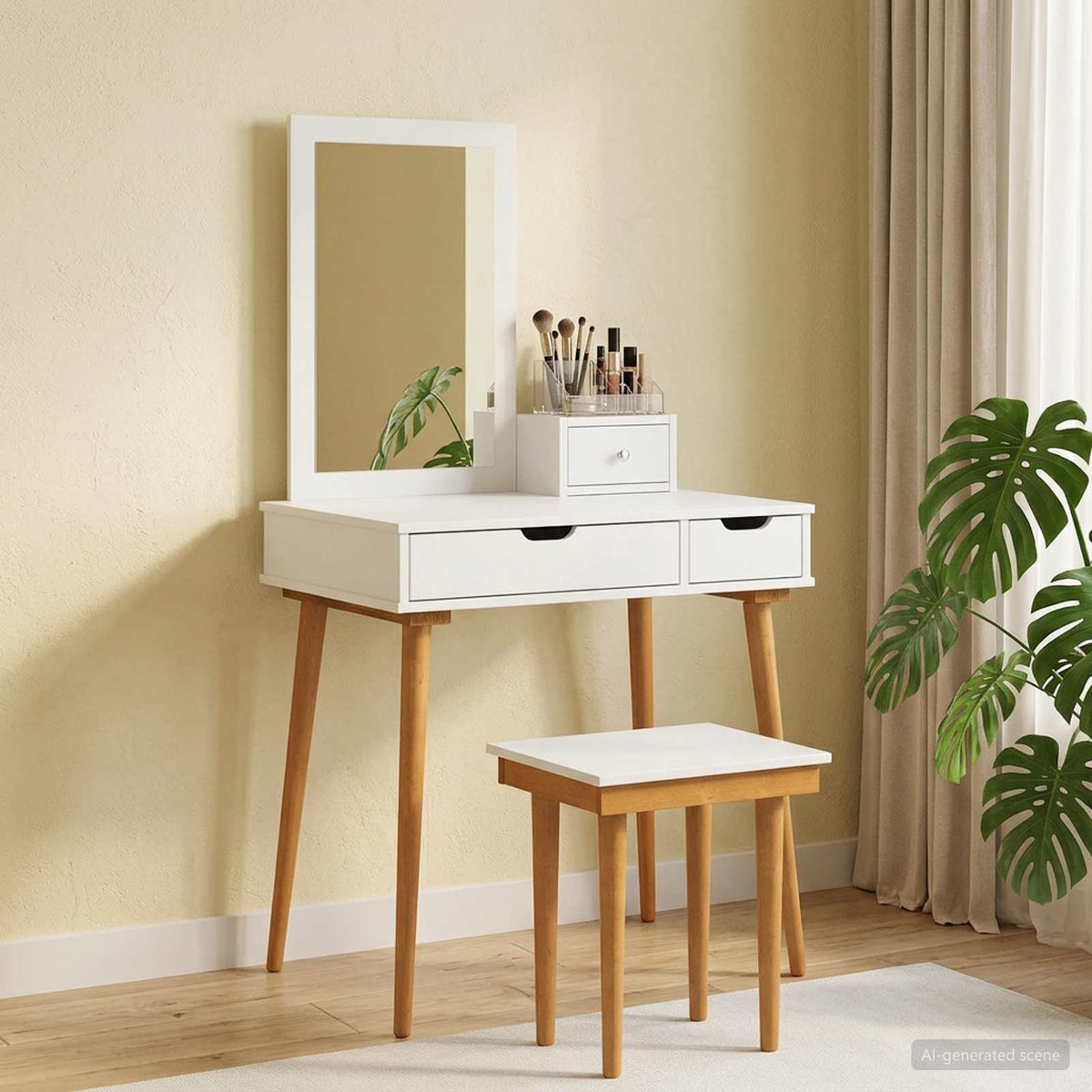 Skrivbordsset FAUSKE 4 st Vit 76 x 50 x 143 cm