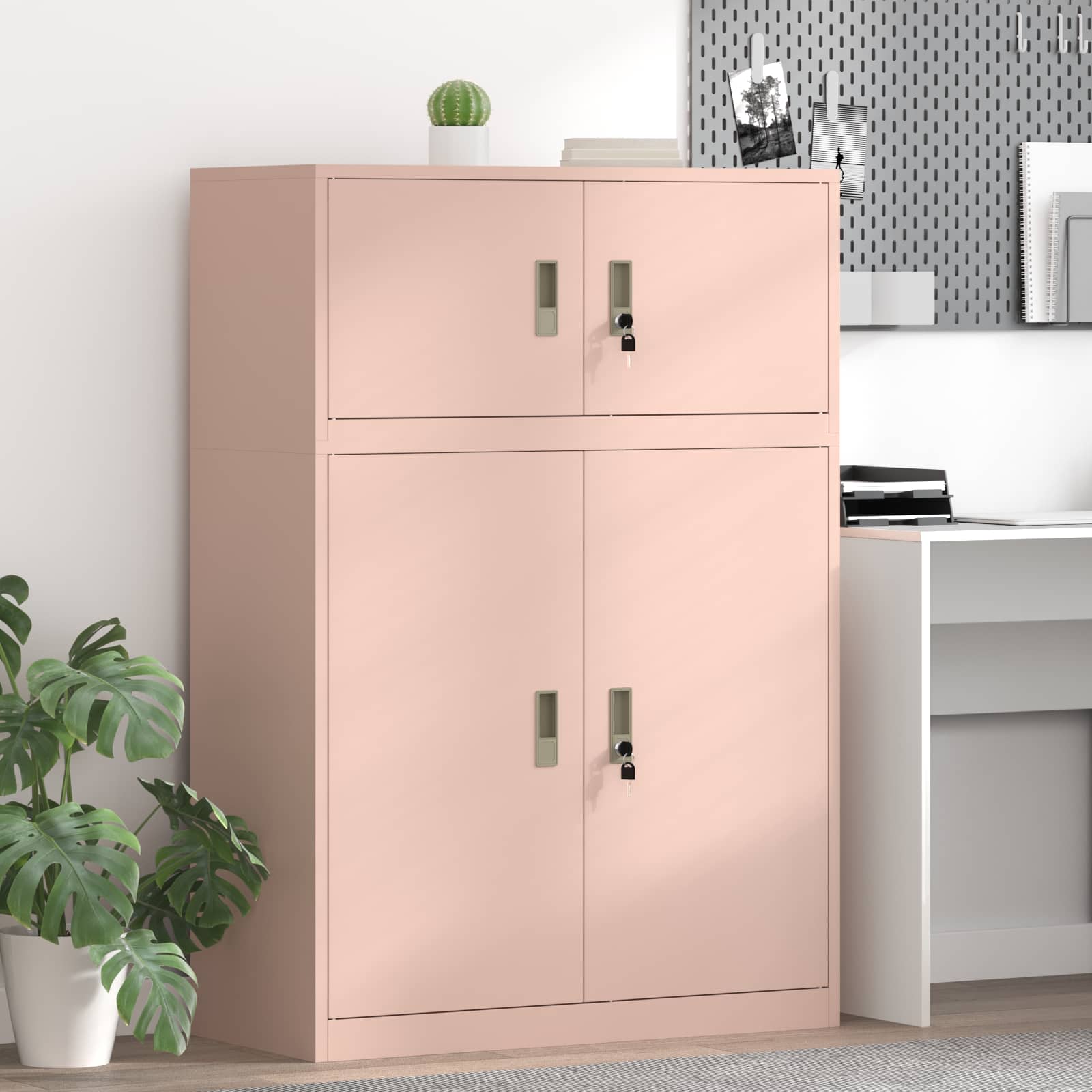 Förvaringsskåp 2 st Rosa 90 x 40 x 130 cm Stål Låsbar
