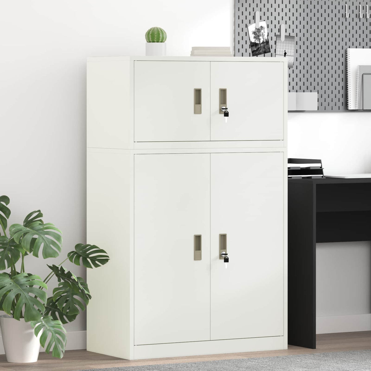 Förvaringsskåp 2 st Vit 80 x 40 x 130 cm Stål Låsbar