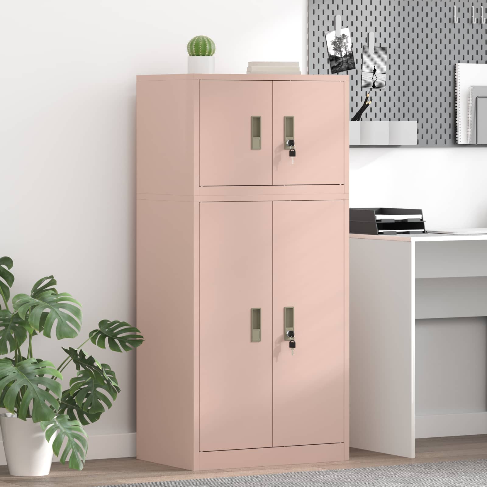 Förvaringsskåp 2 st Rosa 60 x 40 x 130 cm Stål Låsbar
